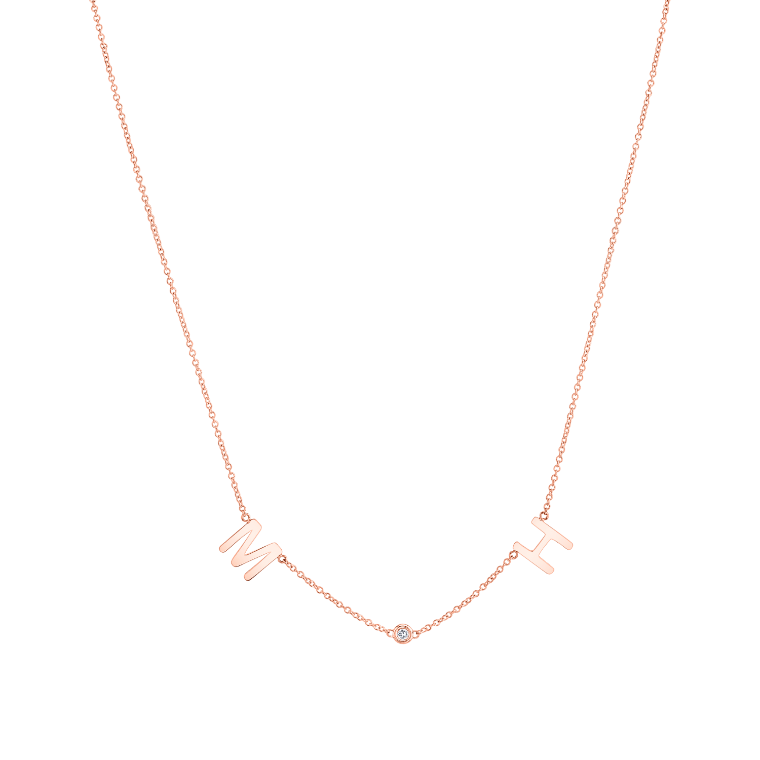 Double Letter Diamond Bezel Necklace