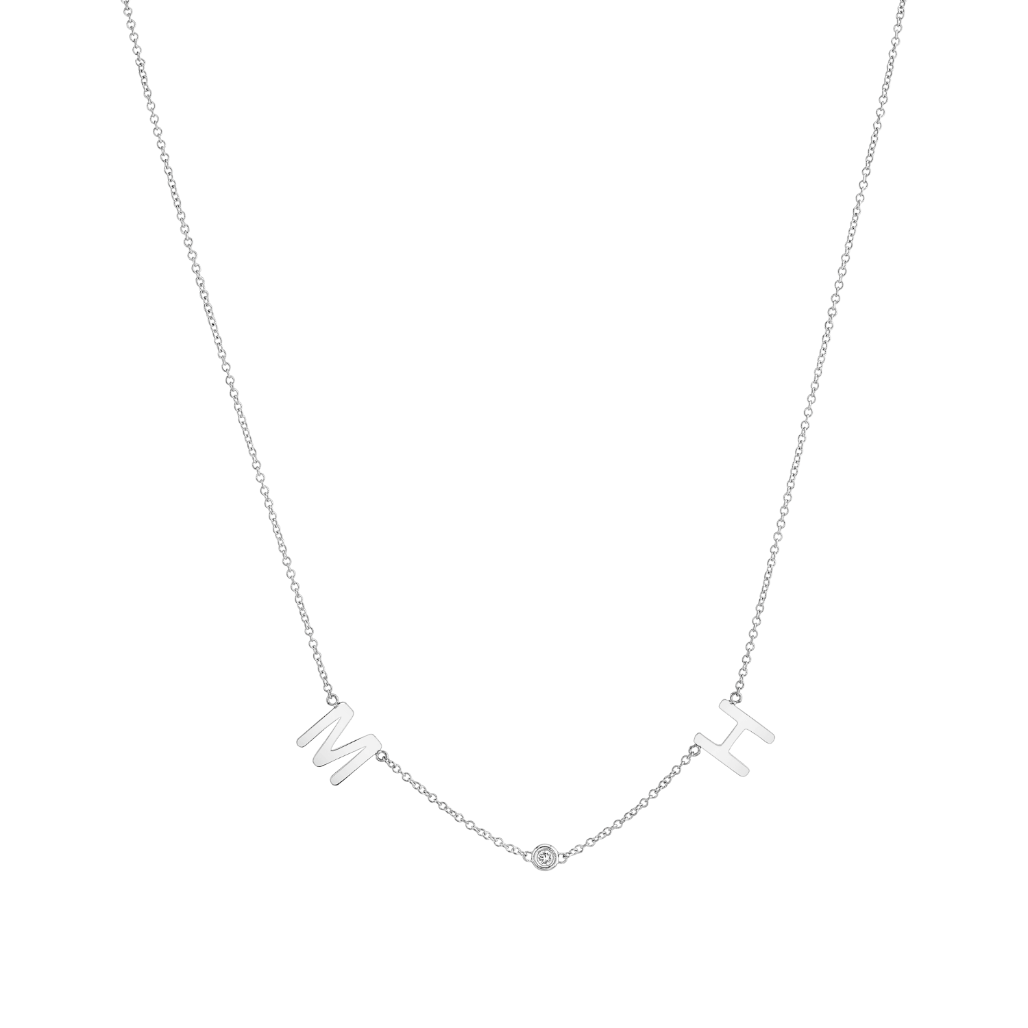 Double Letter Diamond Bezel Necklace
