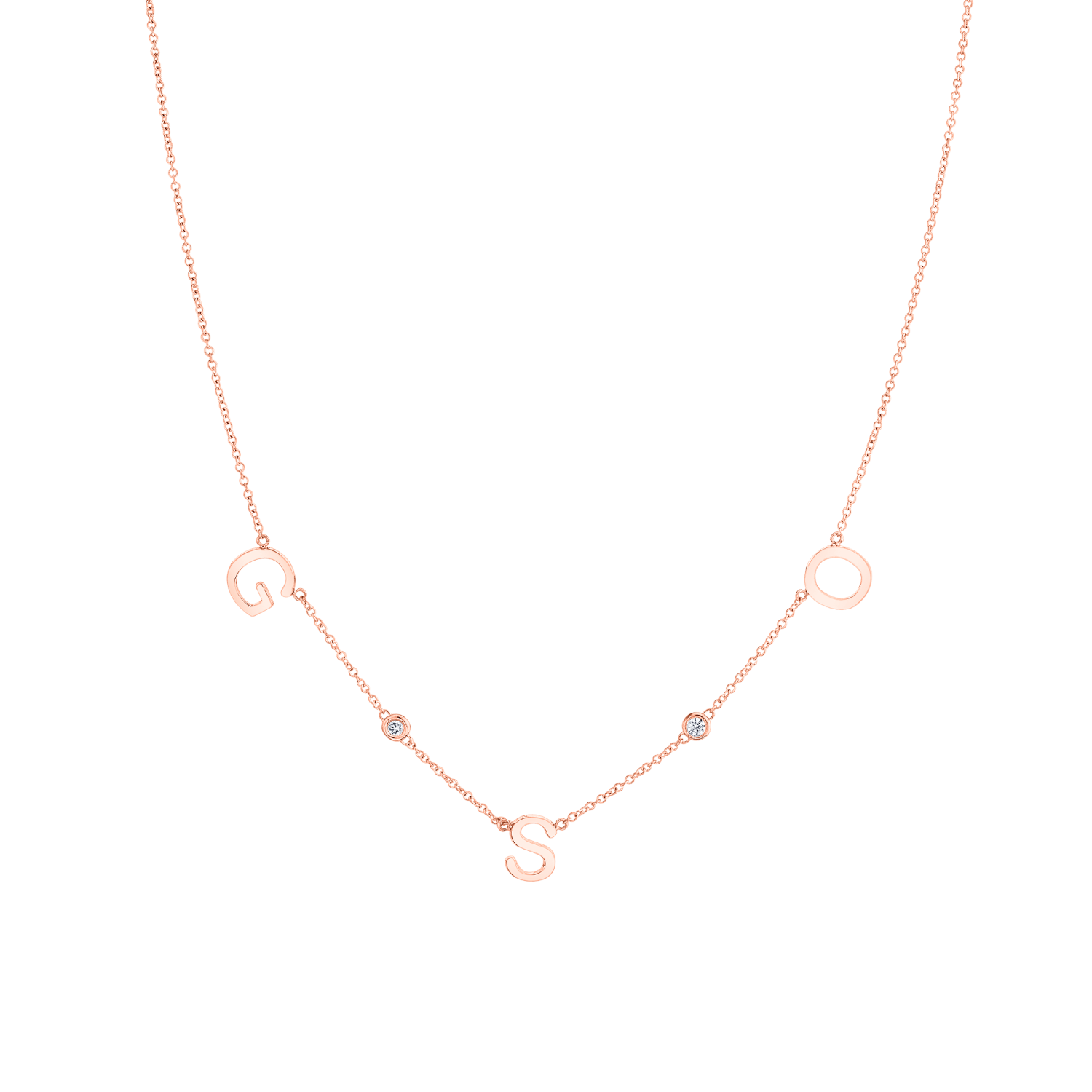 Triple Letter Diamond Bezel Necklace