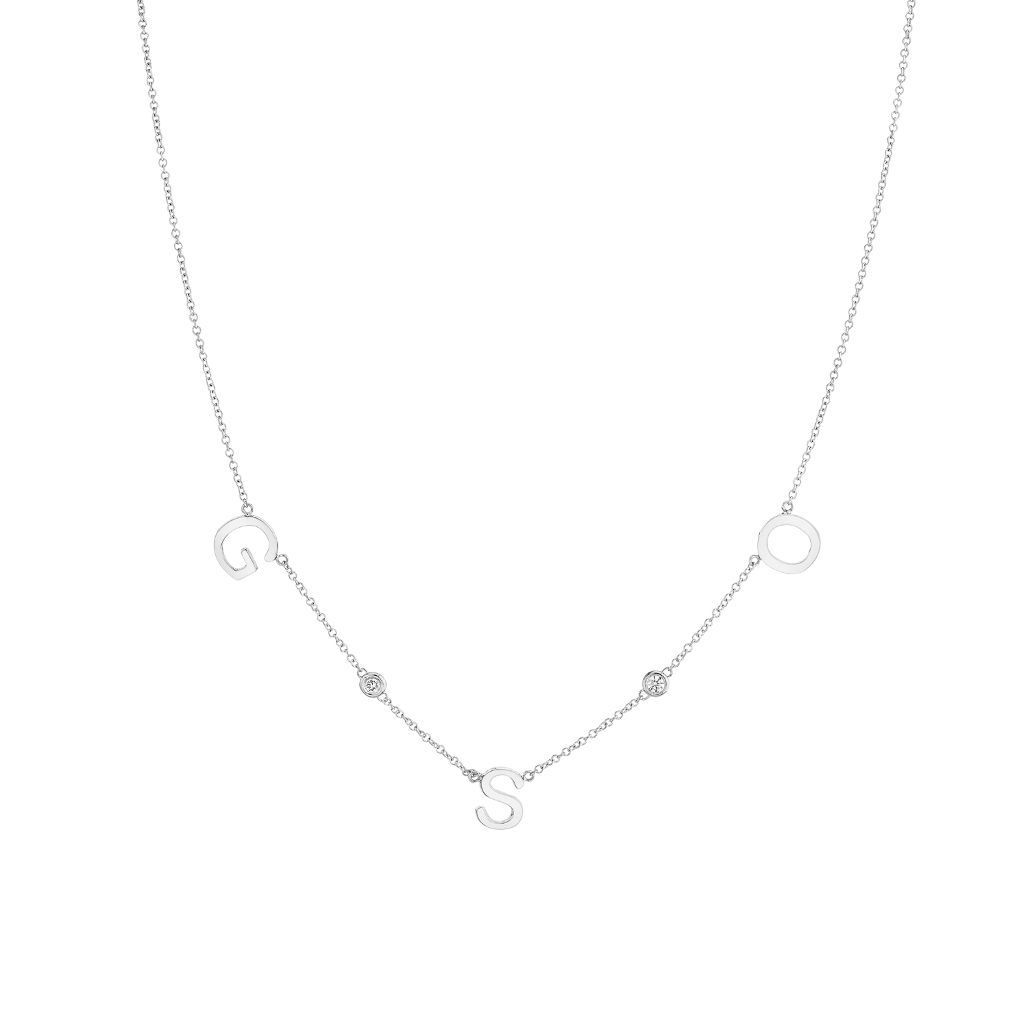 Triple Letter Diamond Bezel Necklace