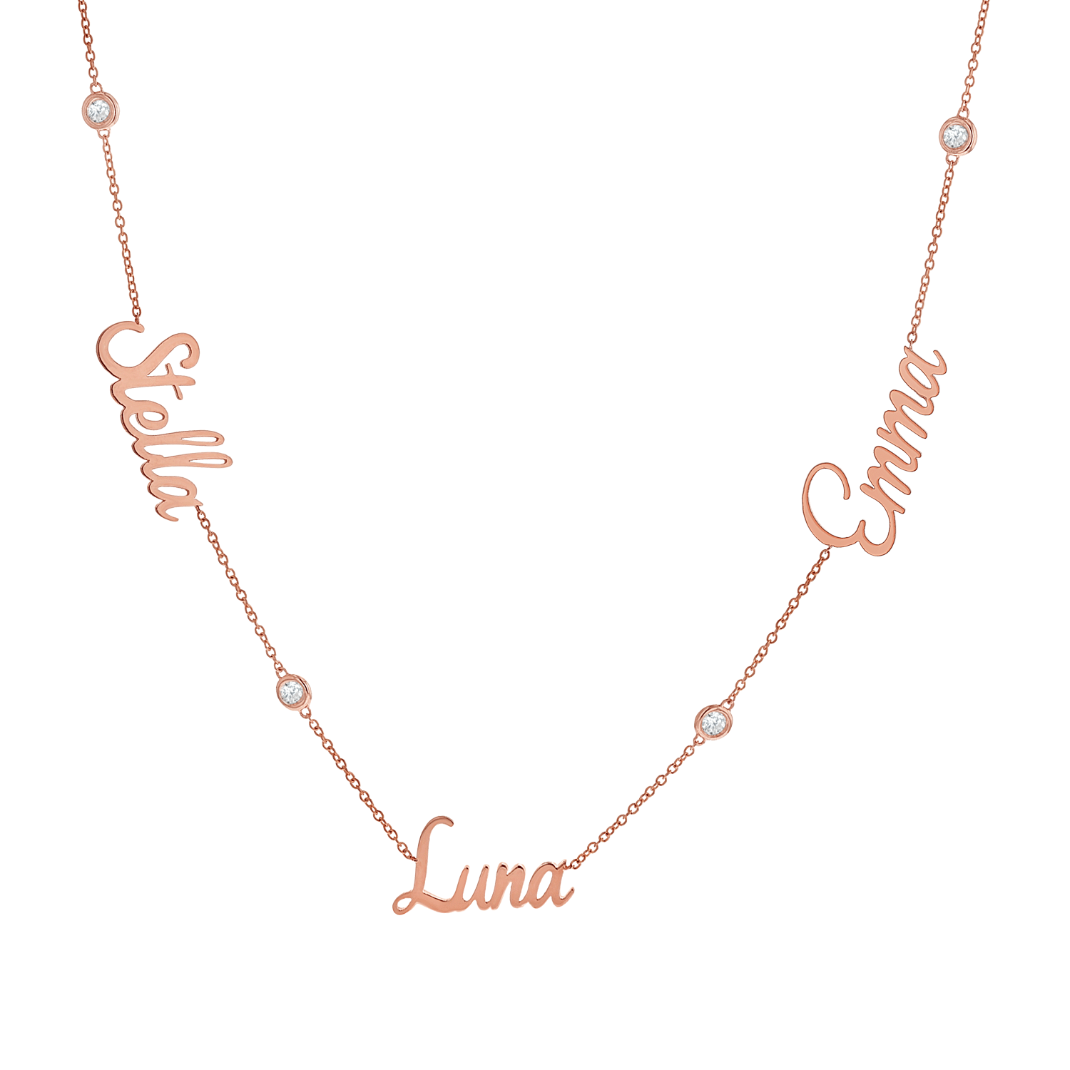 Diamond Bezel Custom Name Necklace