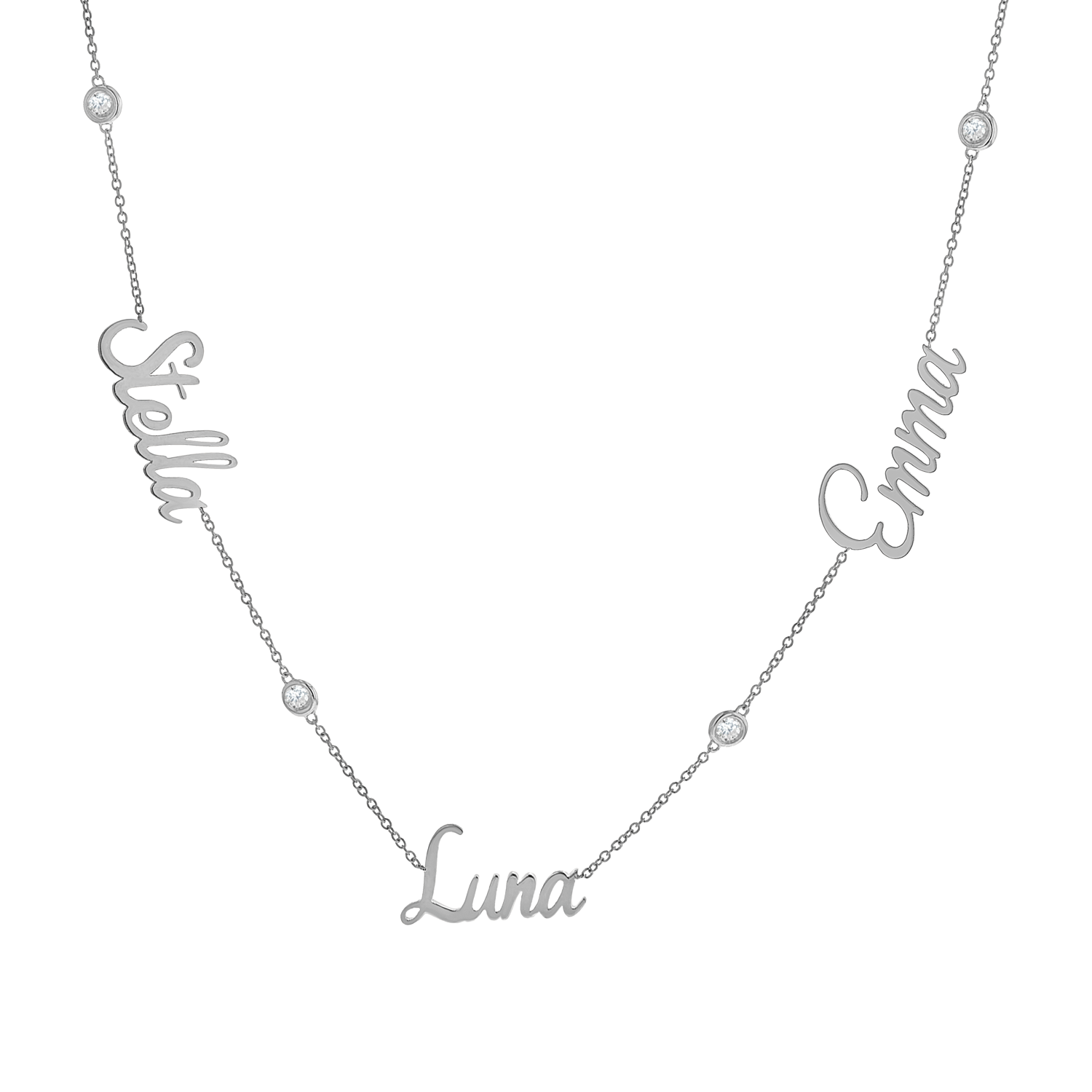 Diamond Bezel Custom Name Necklace