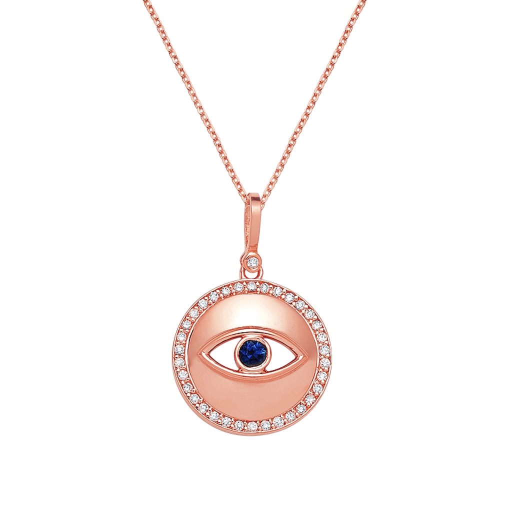 Round Diamond Evil Eye Necklace