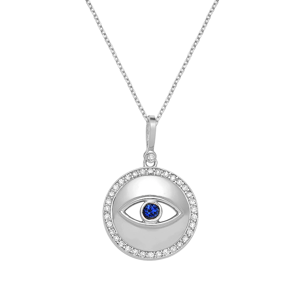 Round Diamond Evil Eye Necklace