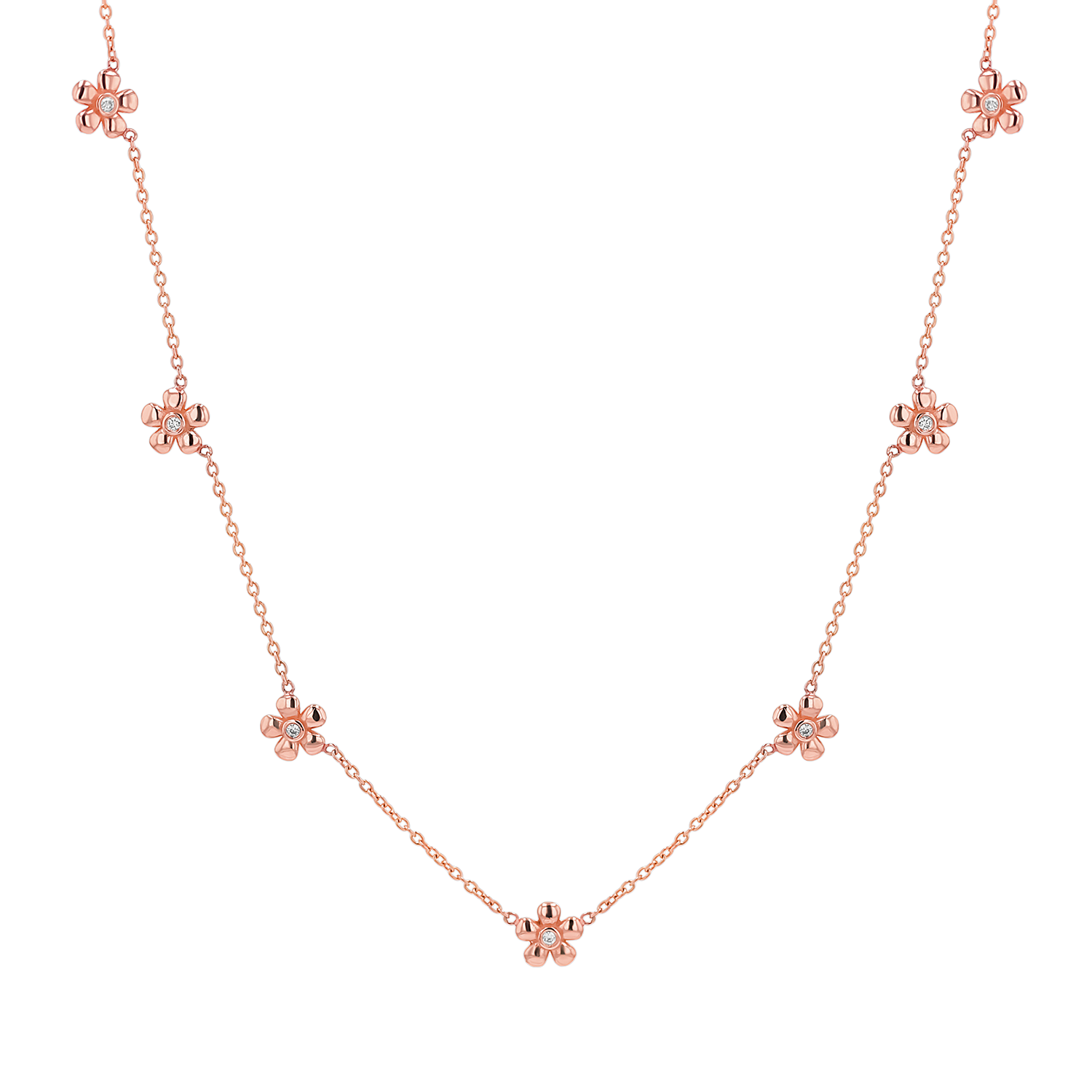 Diamond Flower Chain Necklace