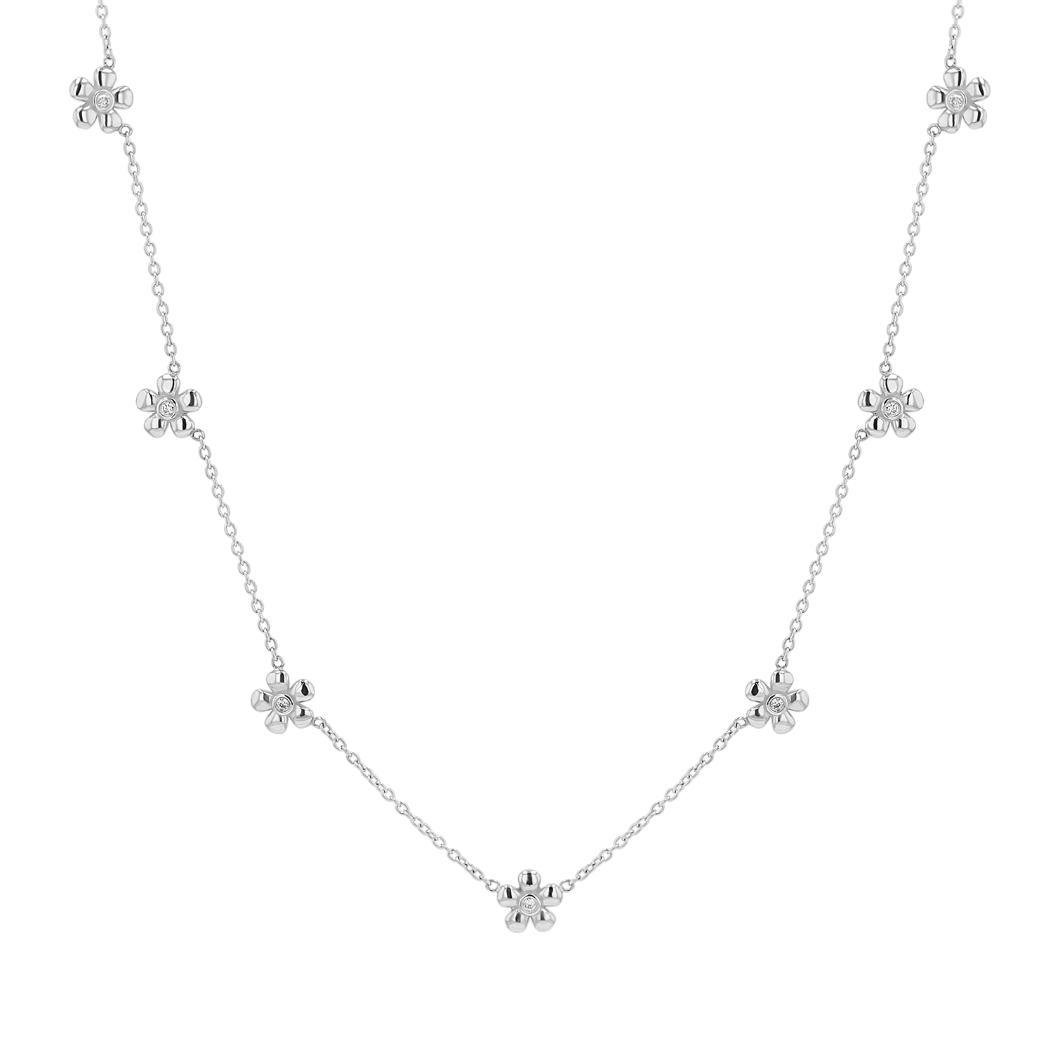 Diamond Flower Chain Necklace