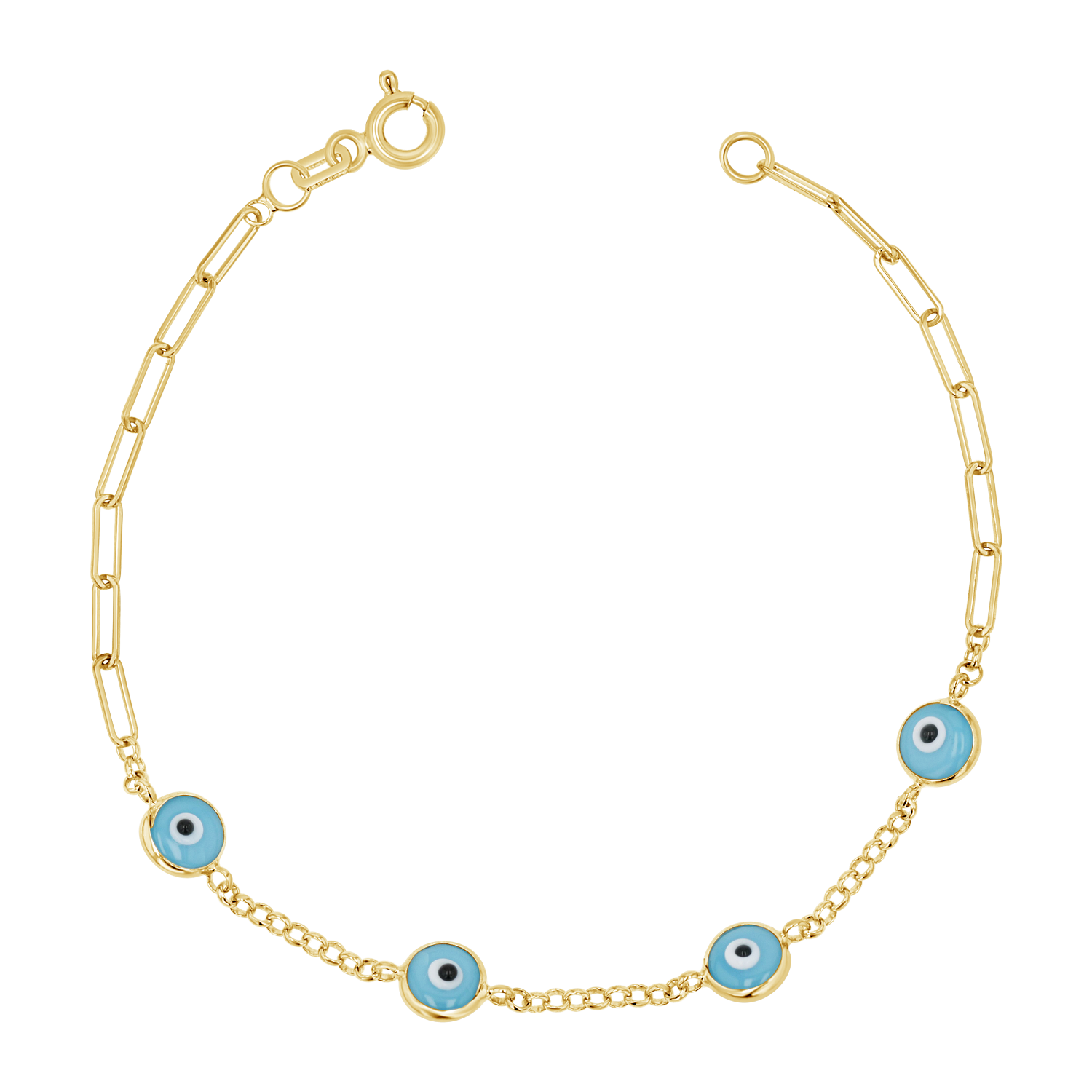 Enamel Evil Eye Paper Clip Bracelet