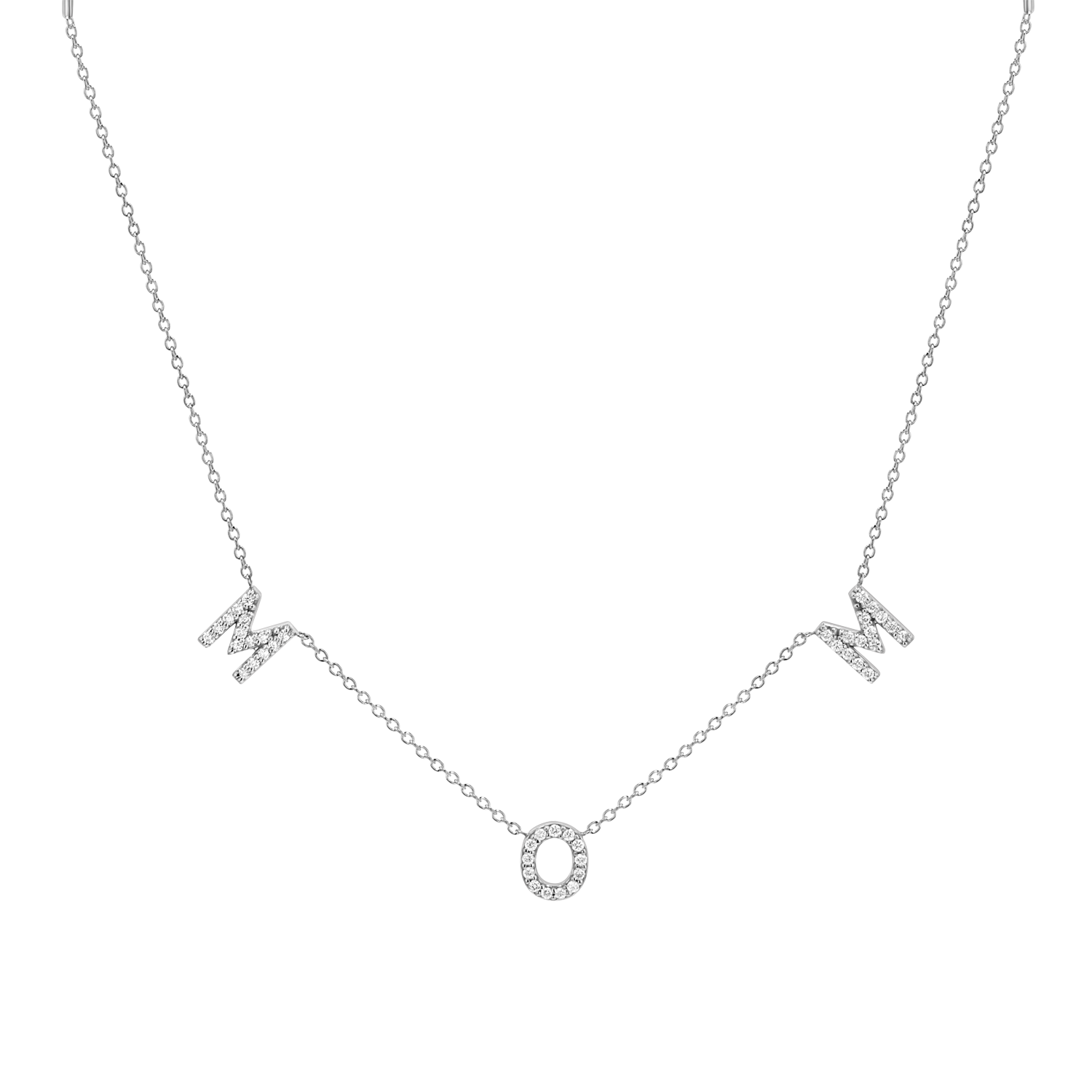 Diamond Spaced MOM Necklace