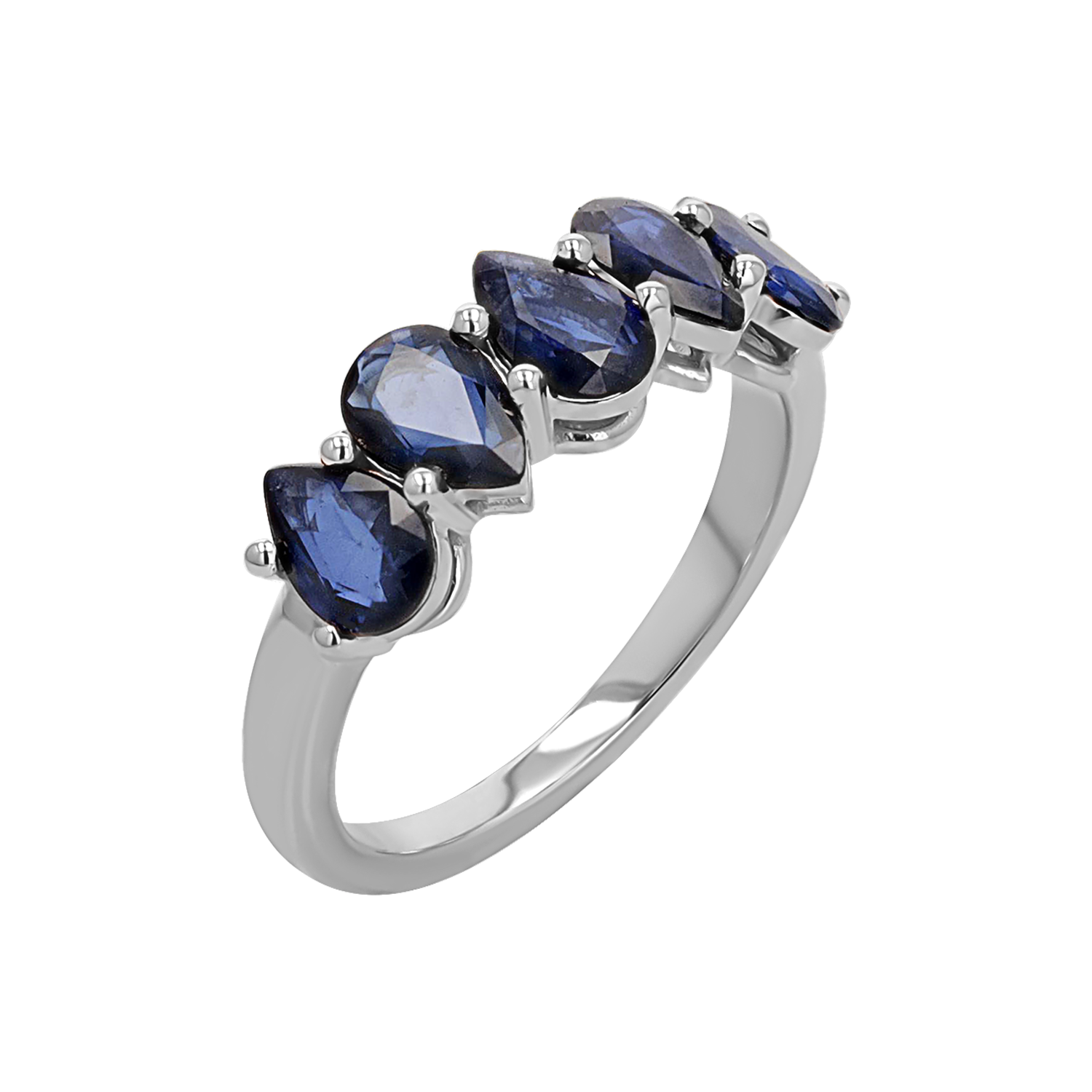 Pear Shape Blue Sapphire Half Eternity Ring