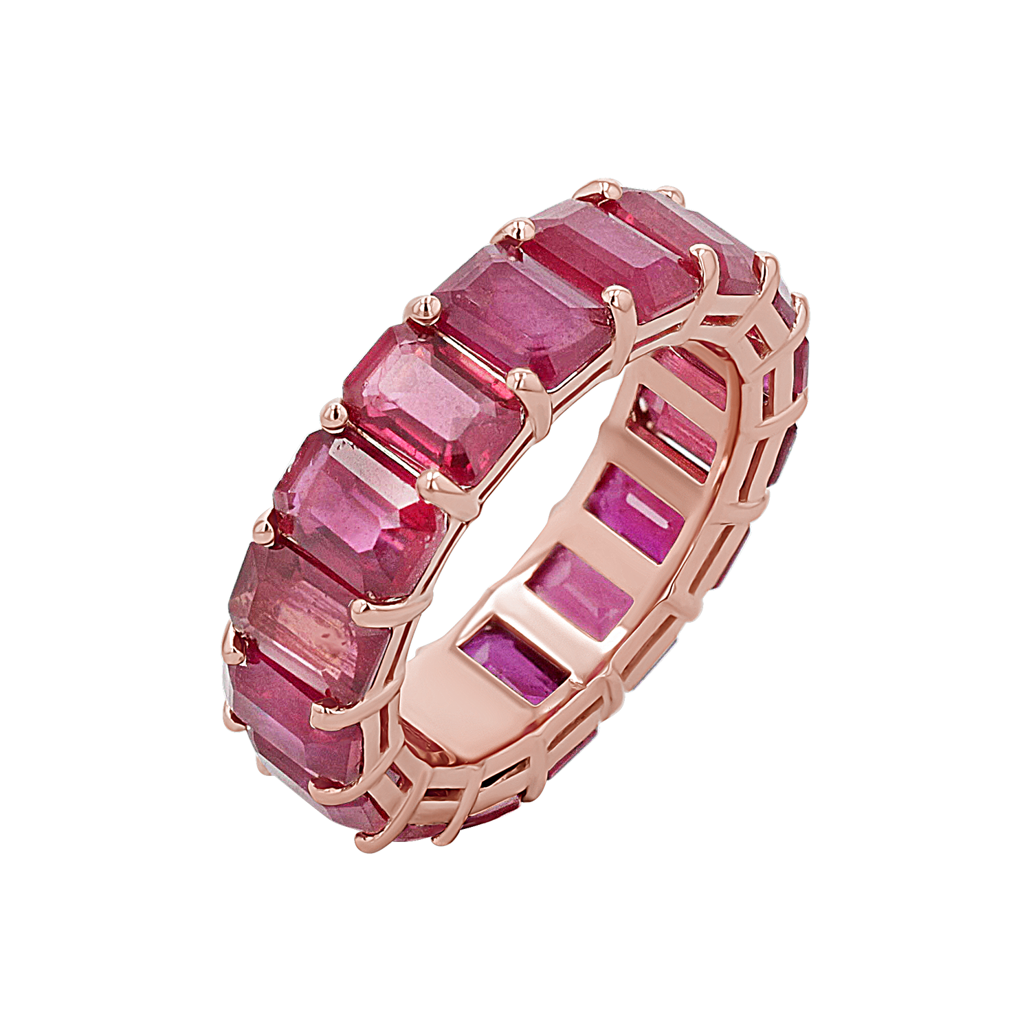 Genuine Ruby Emerald Cut Eternity Ring