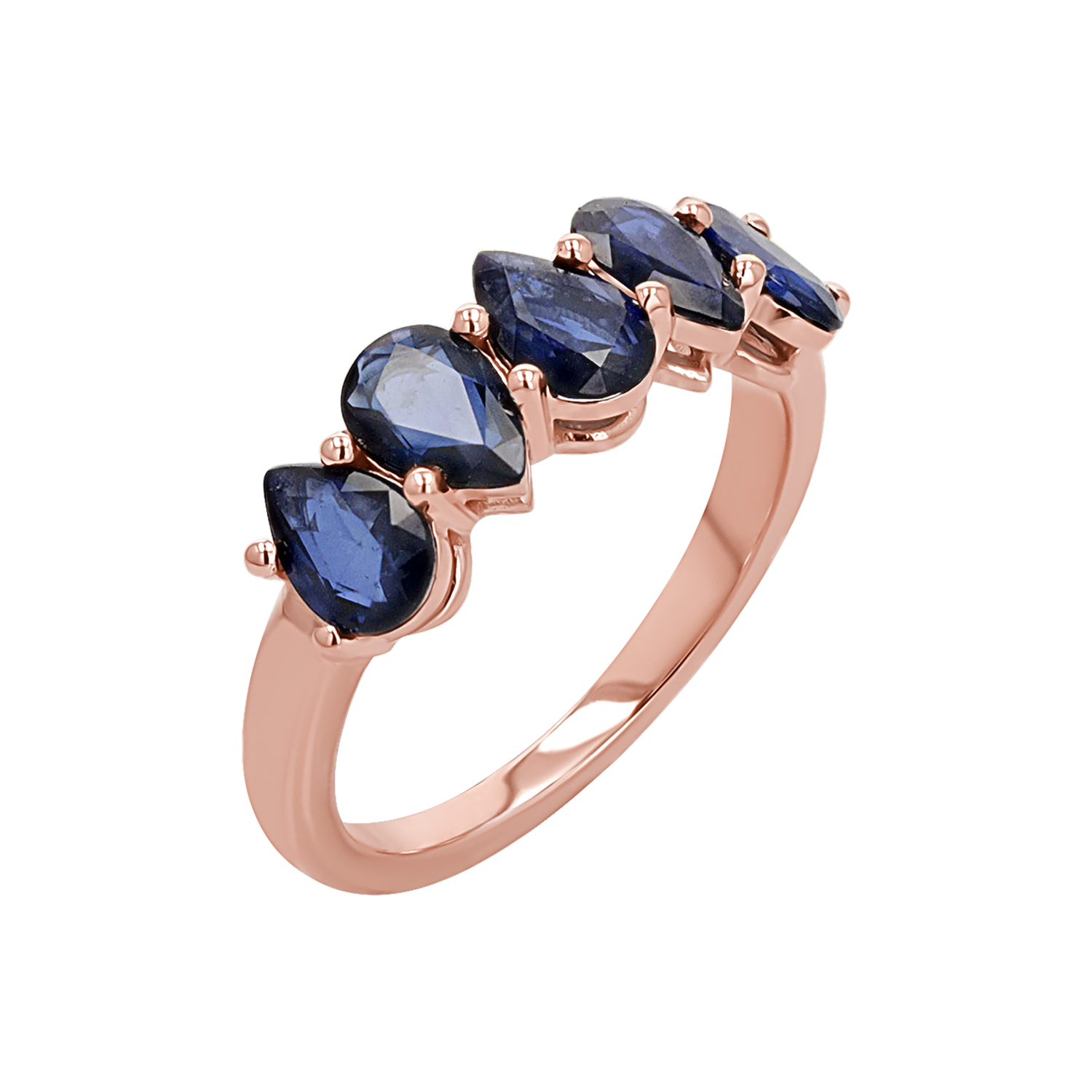 Pear Shape Blue Sapphire Half Eternity Ring