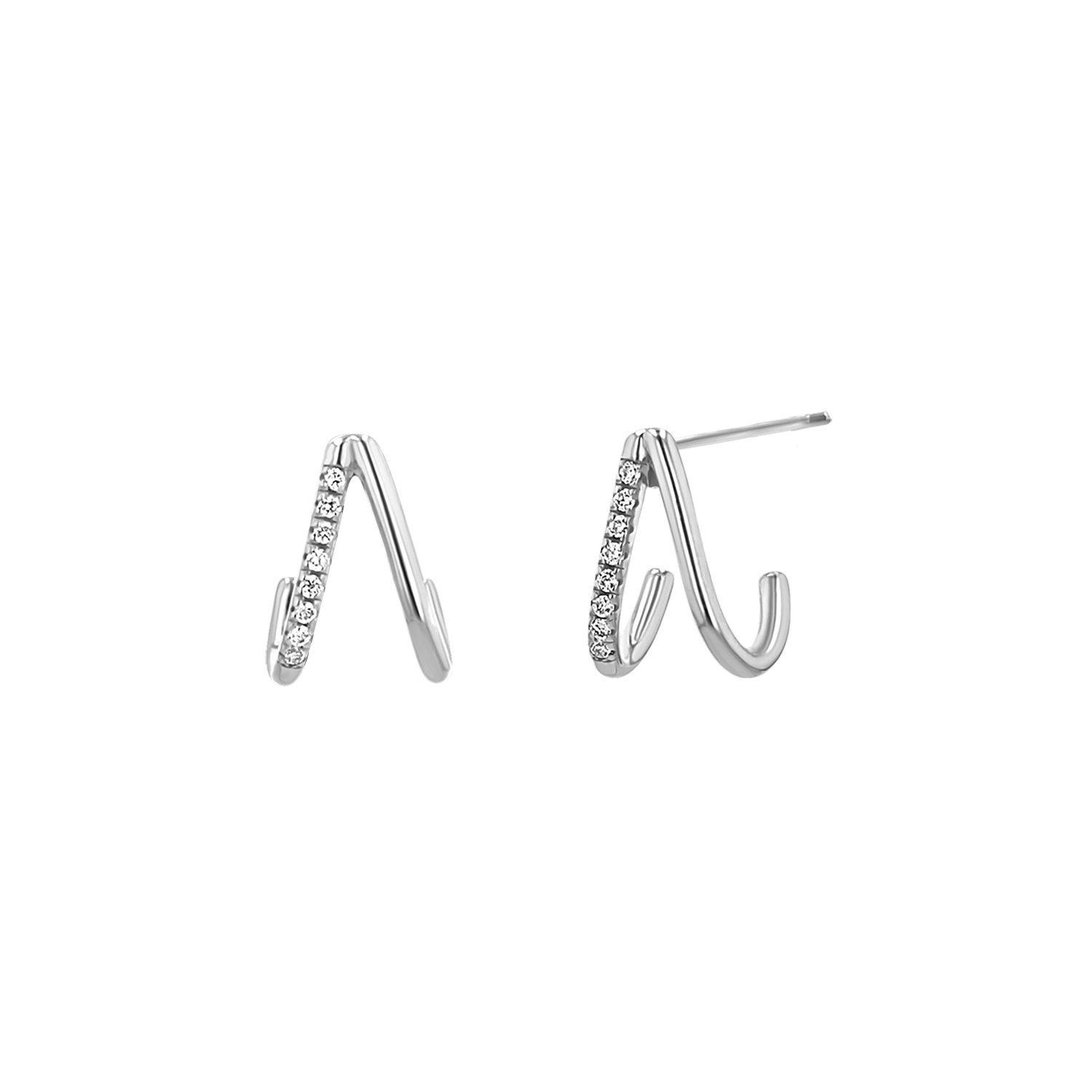Diamond Double Huggie Hoop