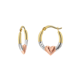 Tri-Color Puff Heart Hoop Earrings