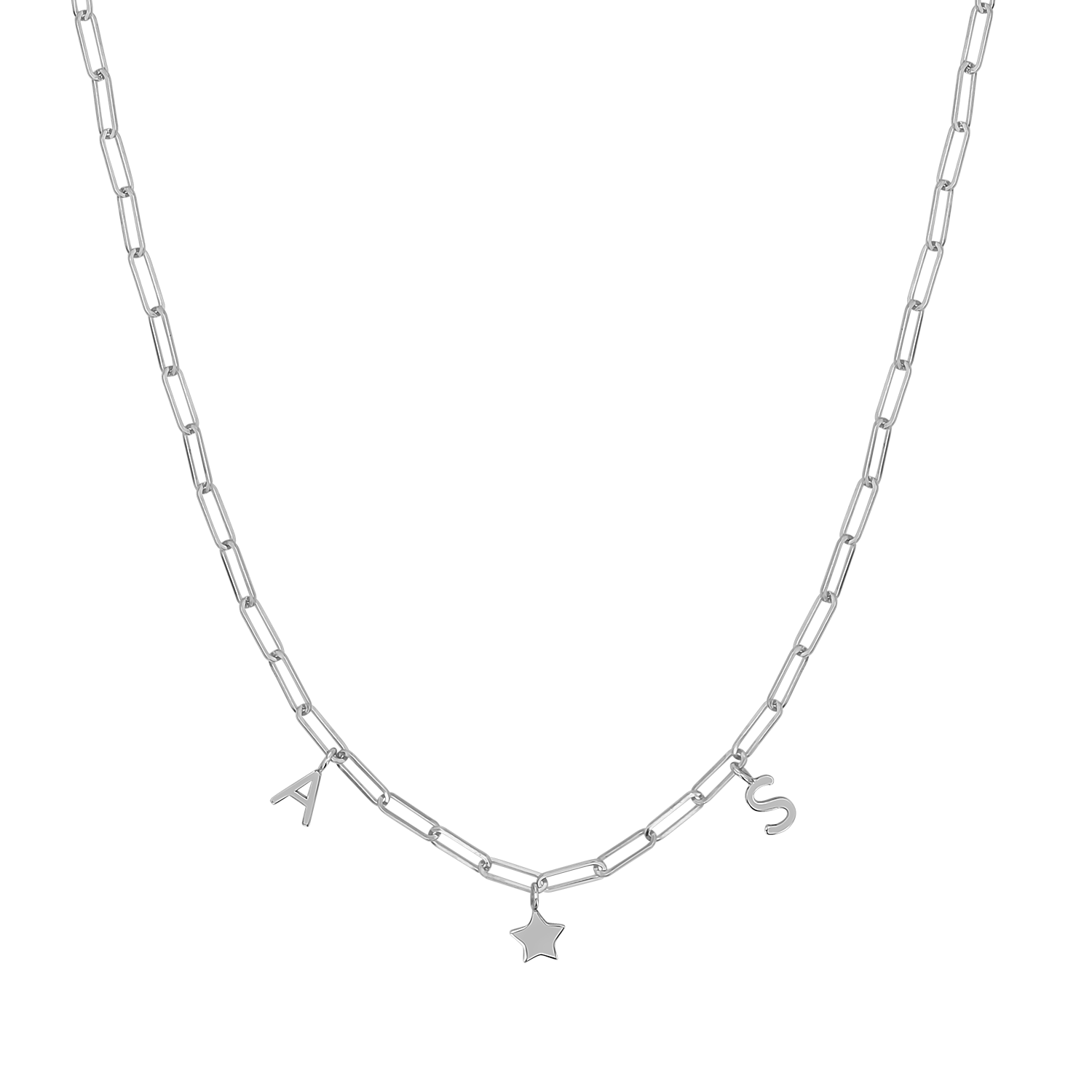 Paper Clip Link Custom Charm Necklace