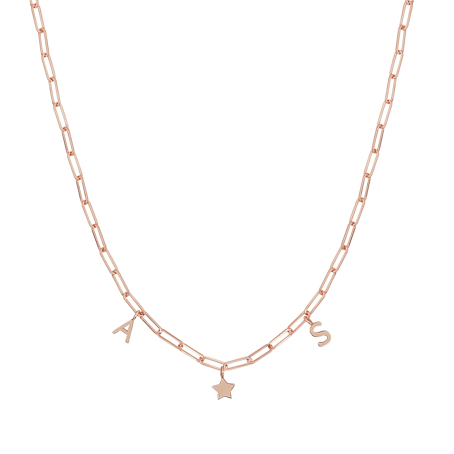 Paper Clip Link Custom Charm Necklace