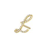 Diamond Pave Script Letter Stud