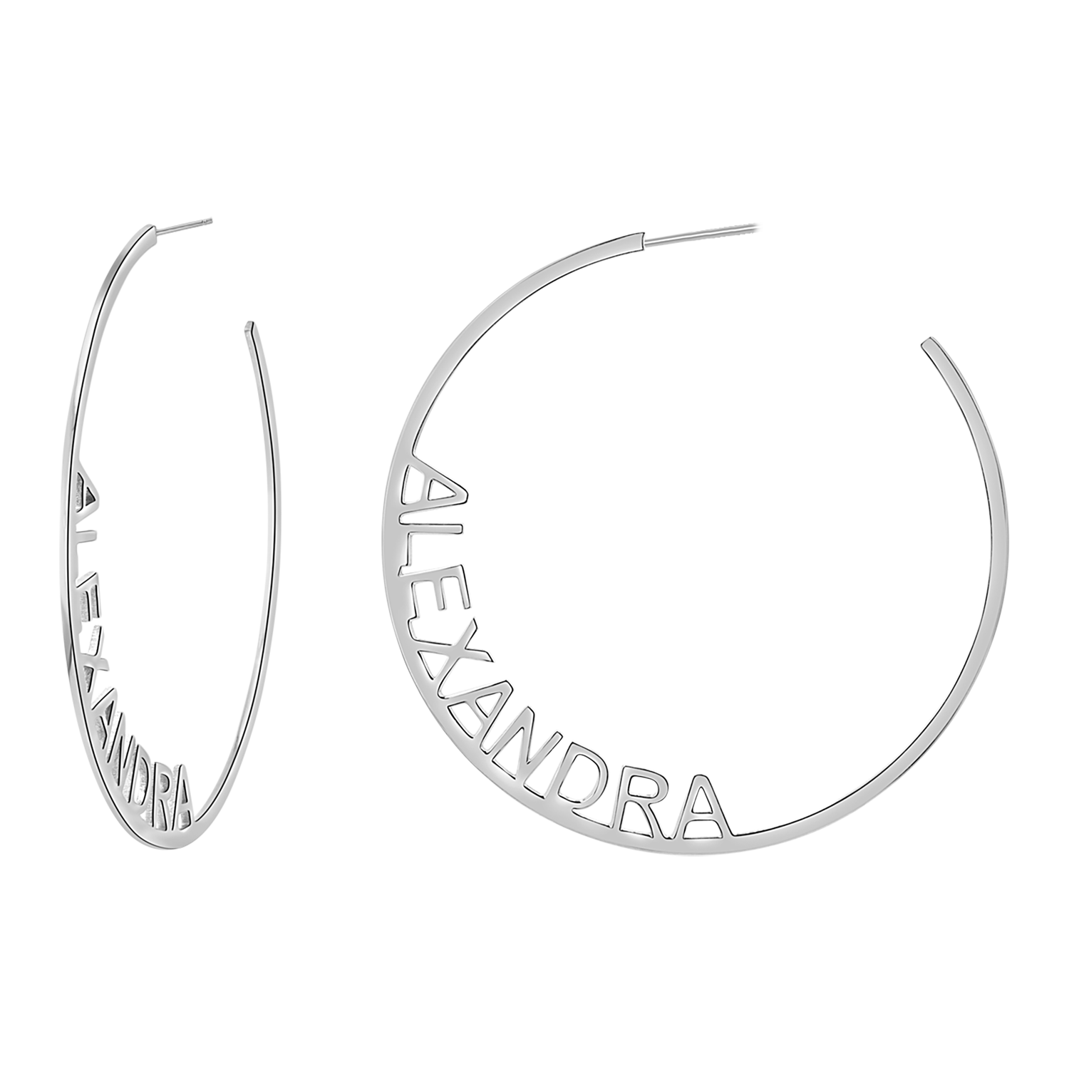 Large Custom Block Name Hoop Earrings