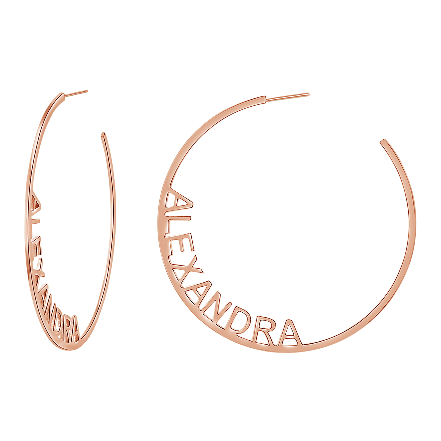 Large Custom Block Name Hoop Earrings