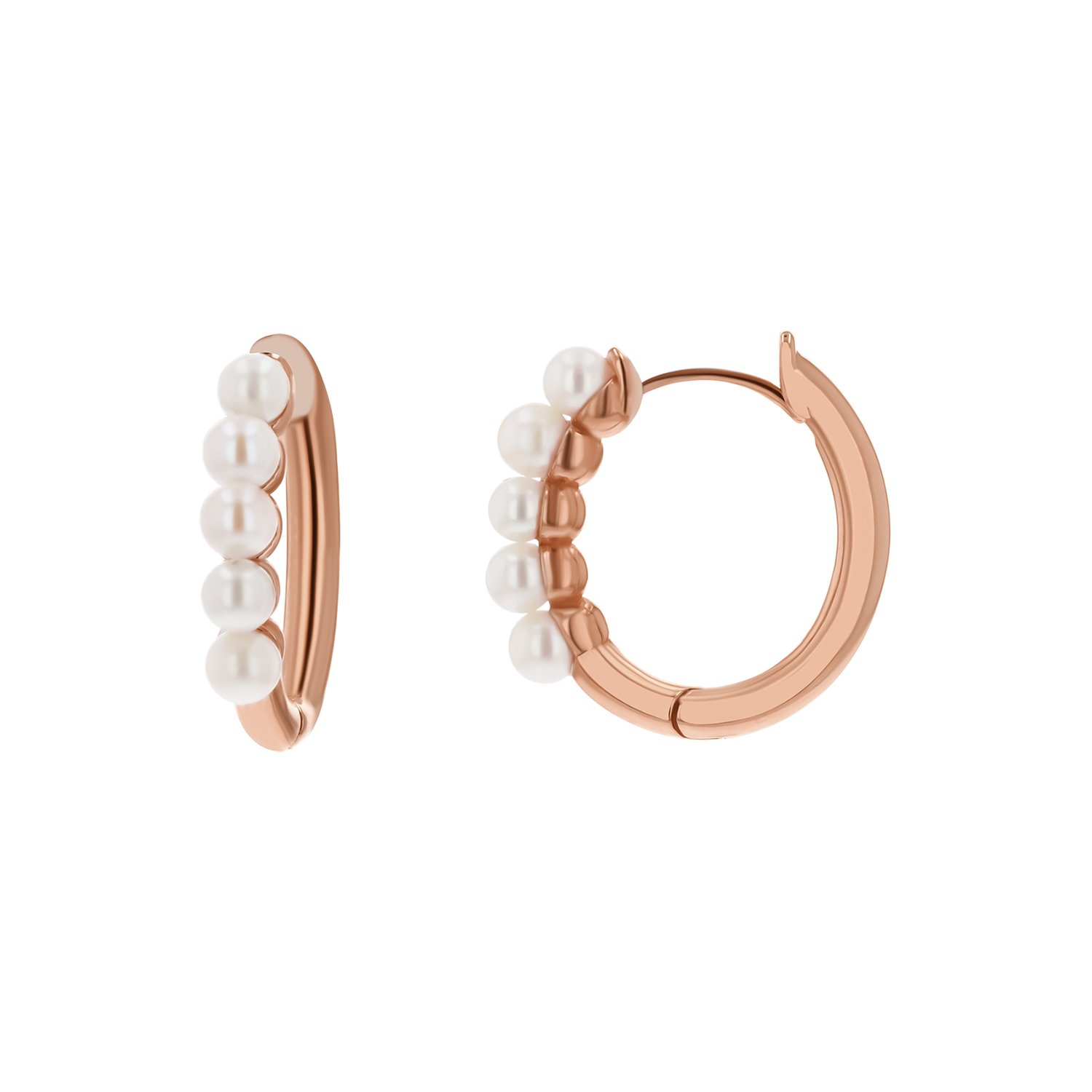 Pearl Huggies Hoop Earrings