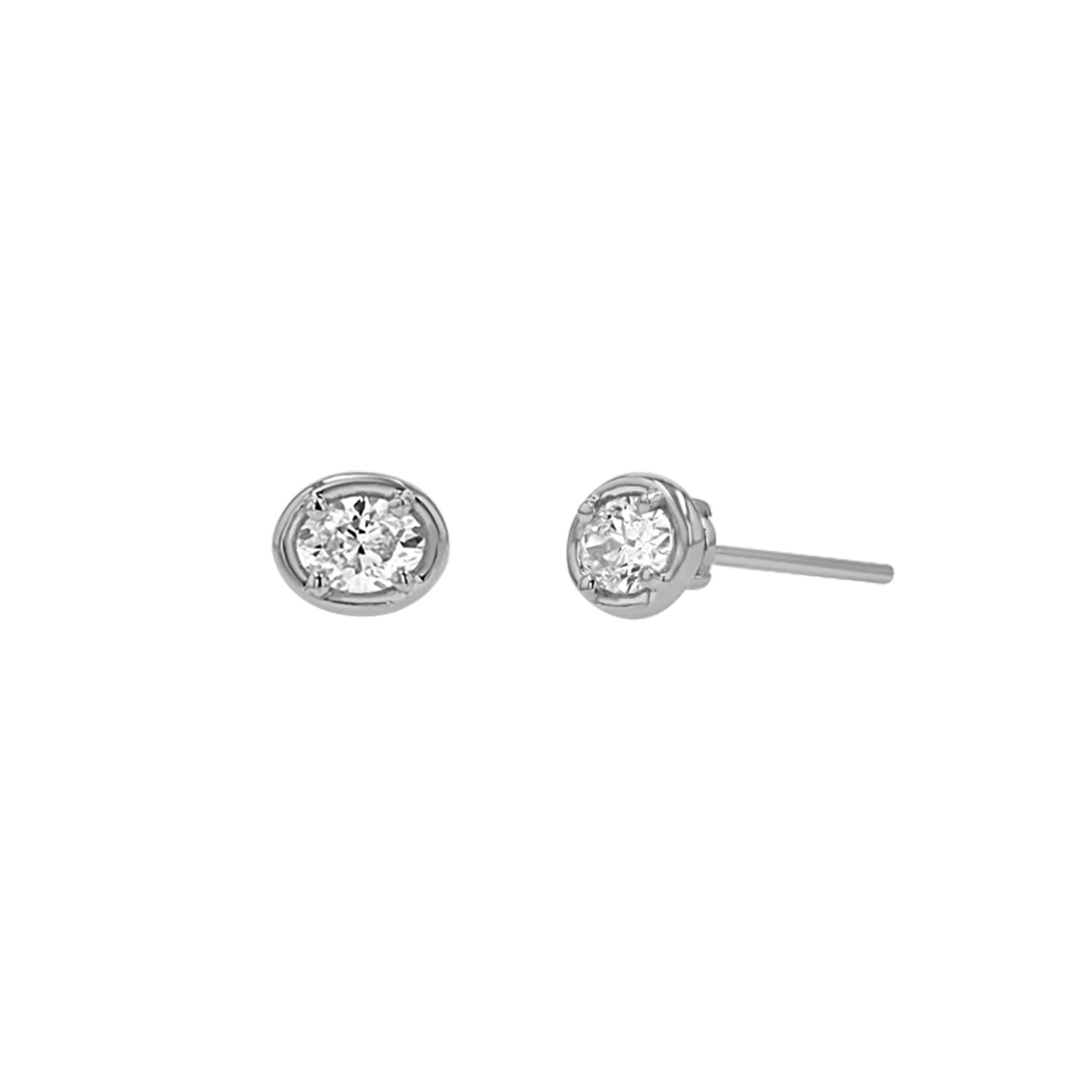 Oval Diamond Stud Earrings