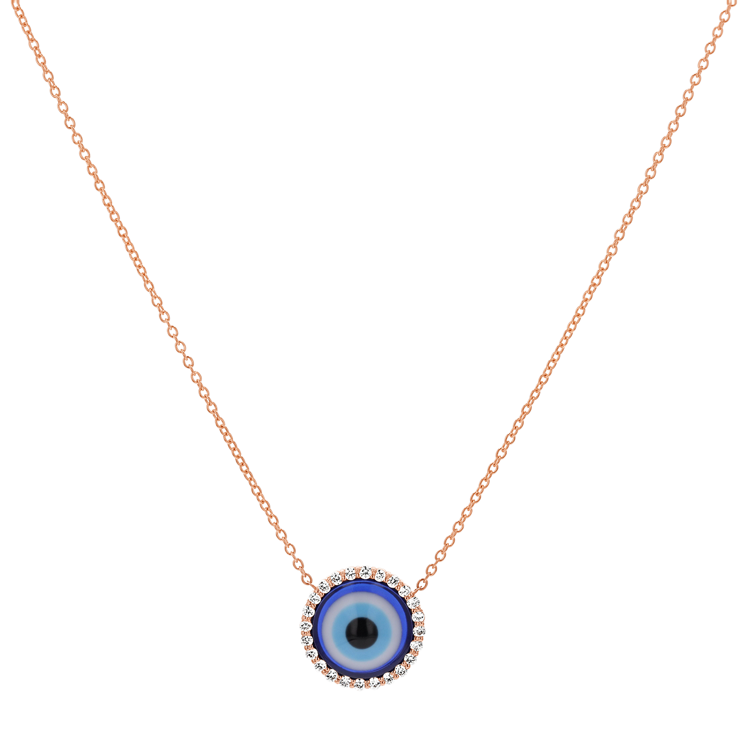 Round Diamond Evil Eye Necklace
