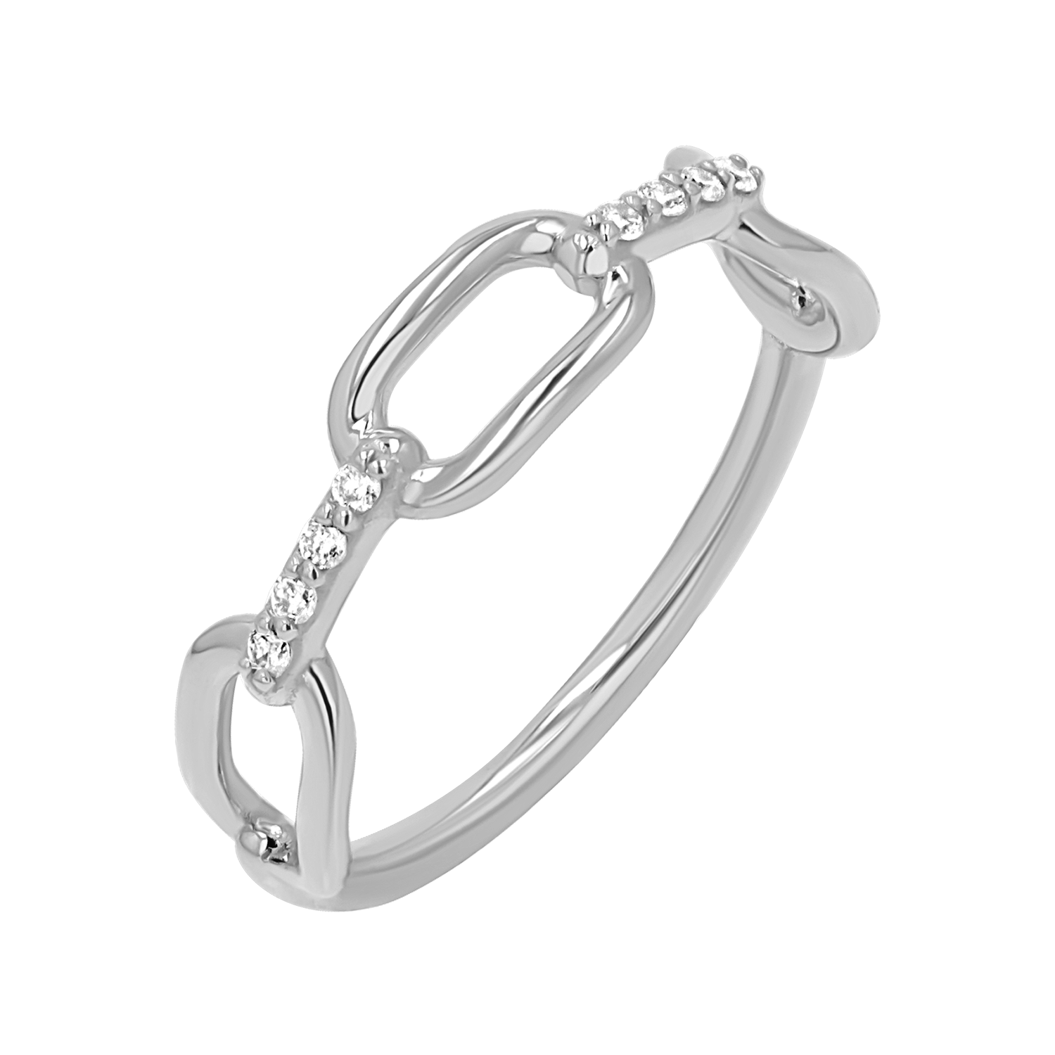 Diamond Bar Paper Clip Link Ring