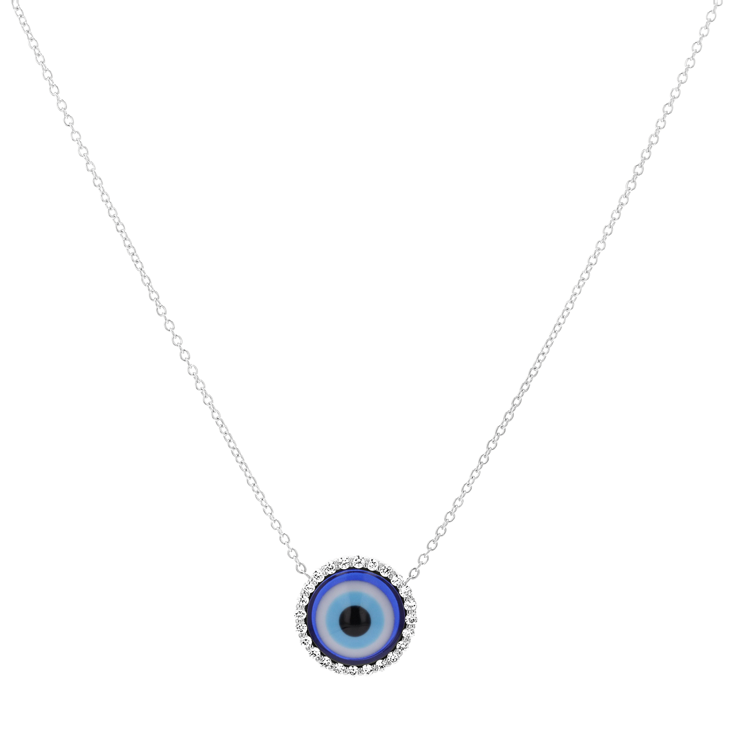 Round Diamond Evil Eye Necklace
