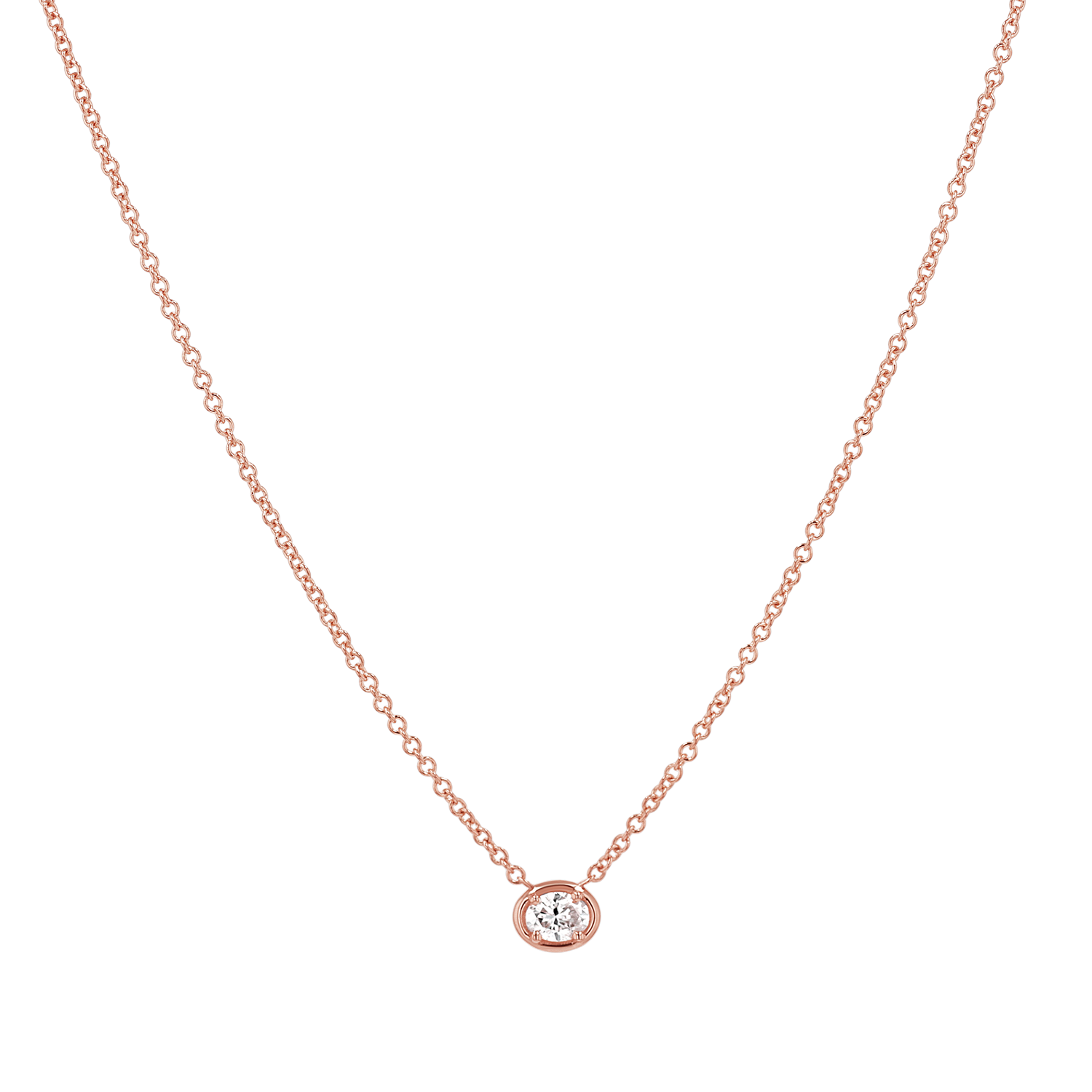 Oval Diamond Solitaire Necklace
