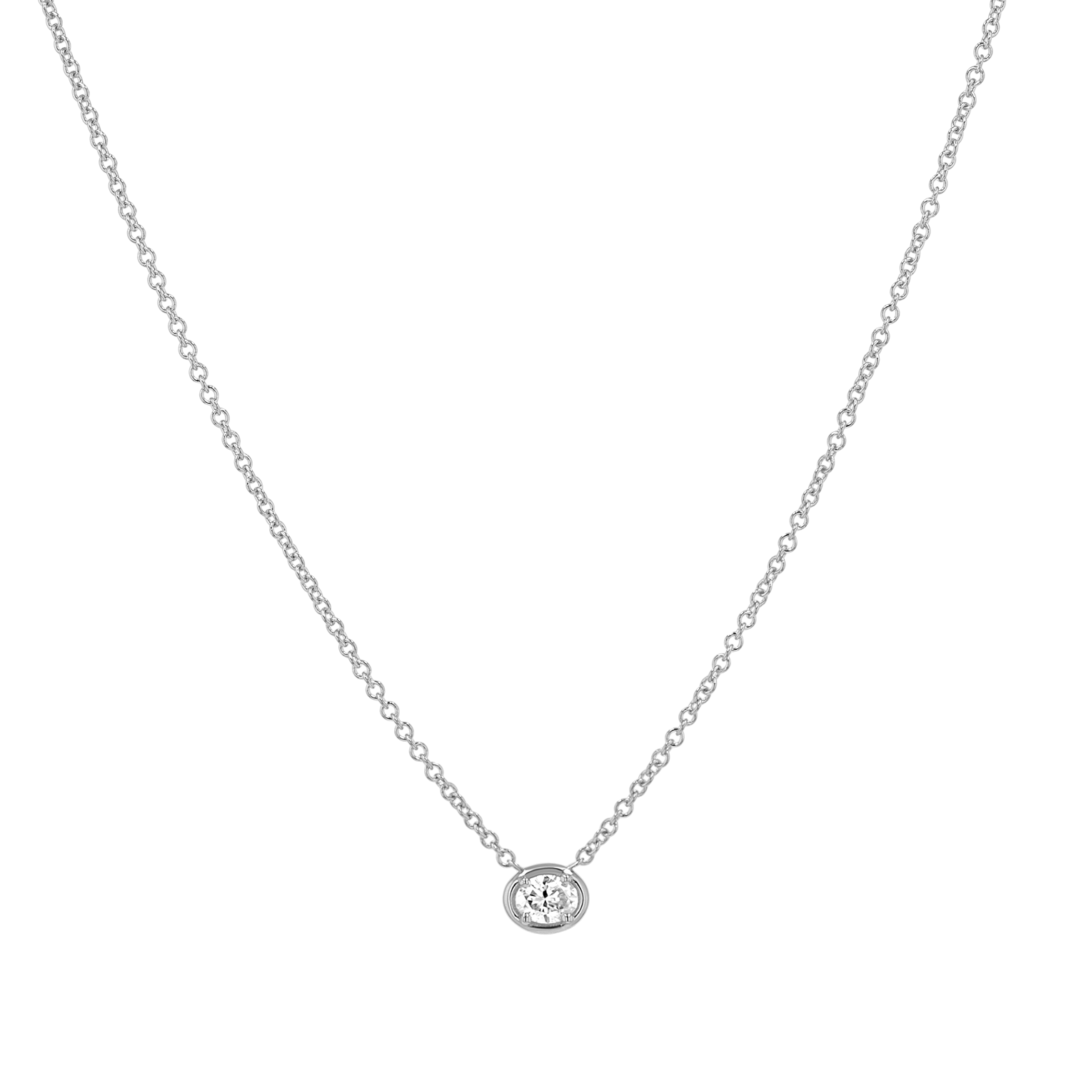 Oval Diamond Solitaire Necklace