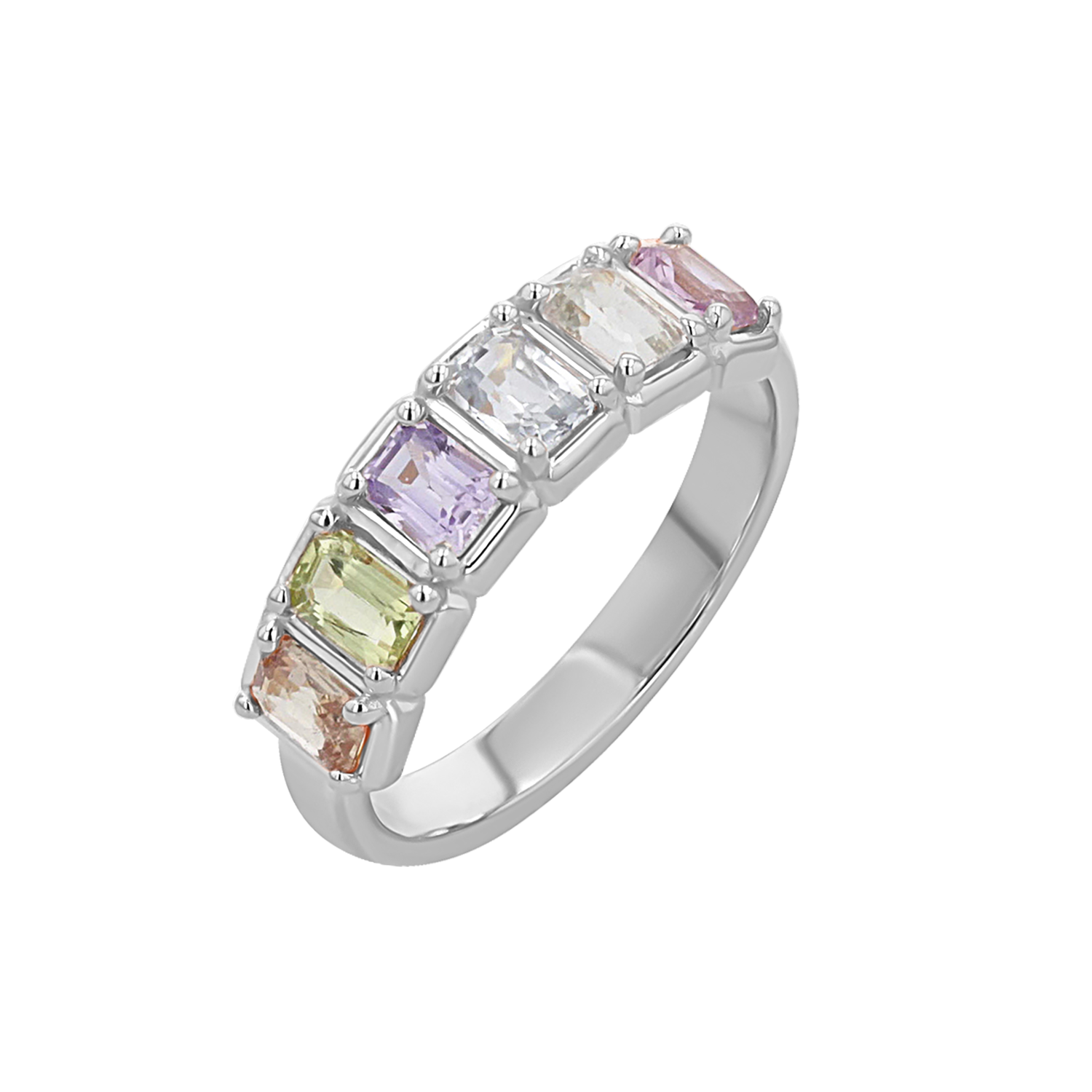 Emerald Cut Sapphire Half Eternity Band