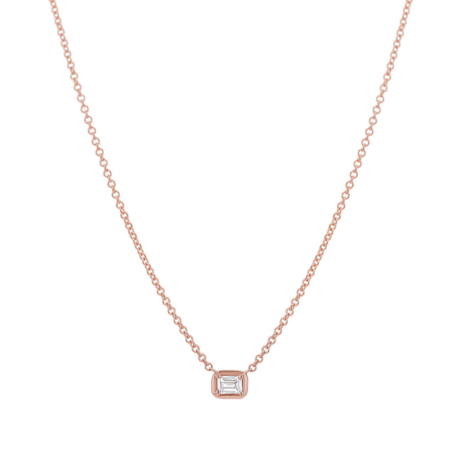 Emerald Diamond Solitaire Necklace