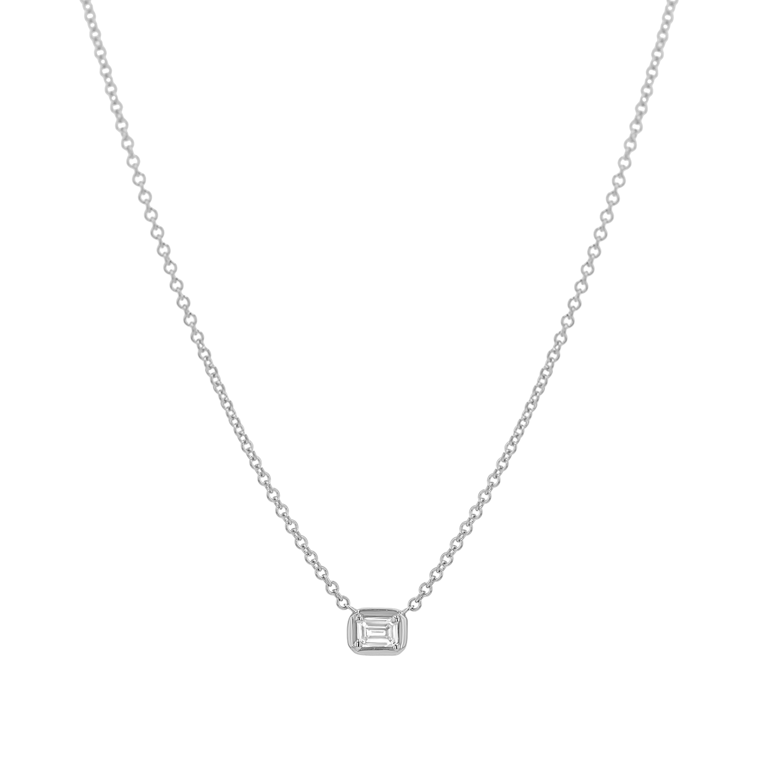 Emerald Diamond Solitaire Necklace
