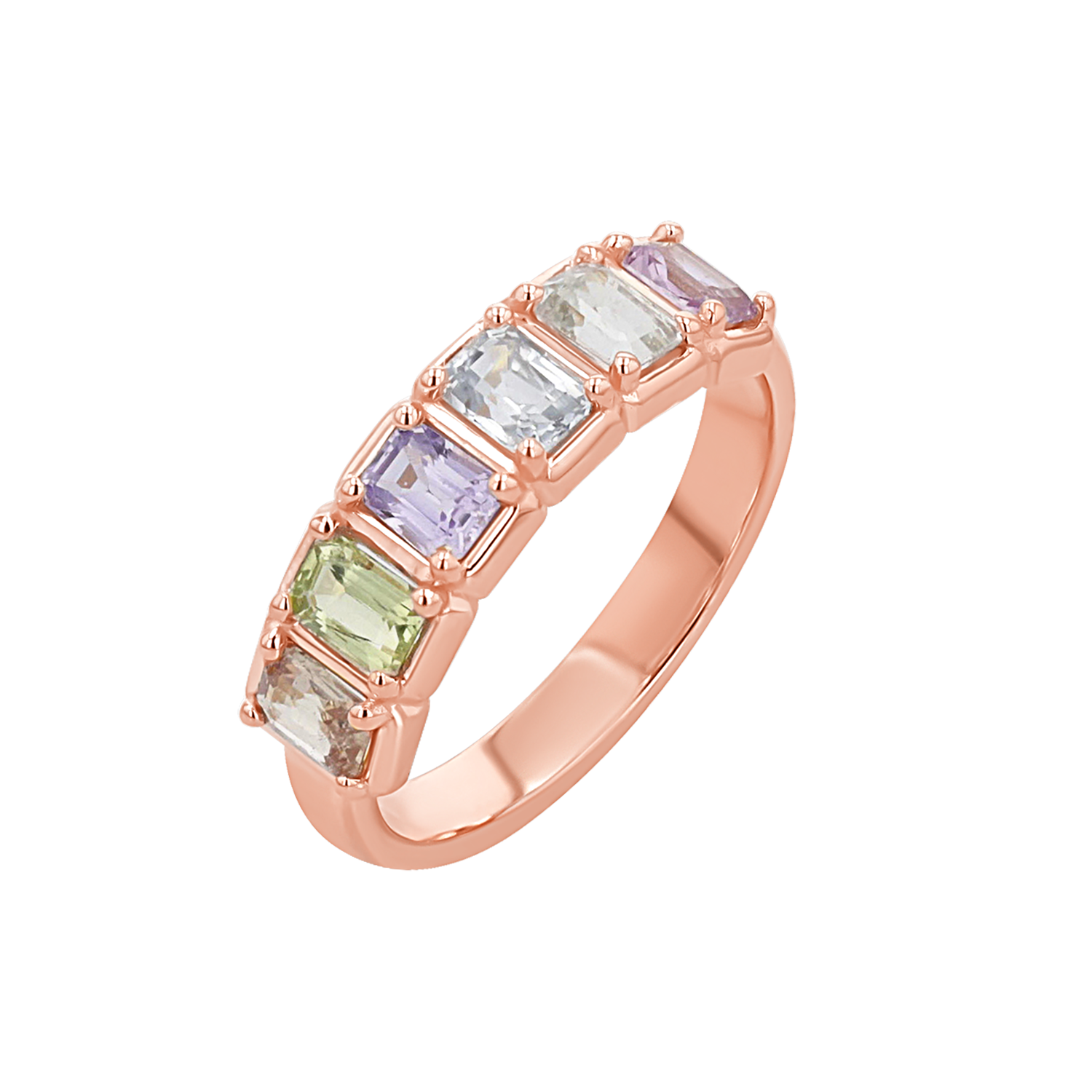 Emerald Cut Sapphire Half Eternity Band