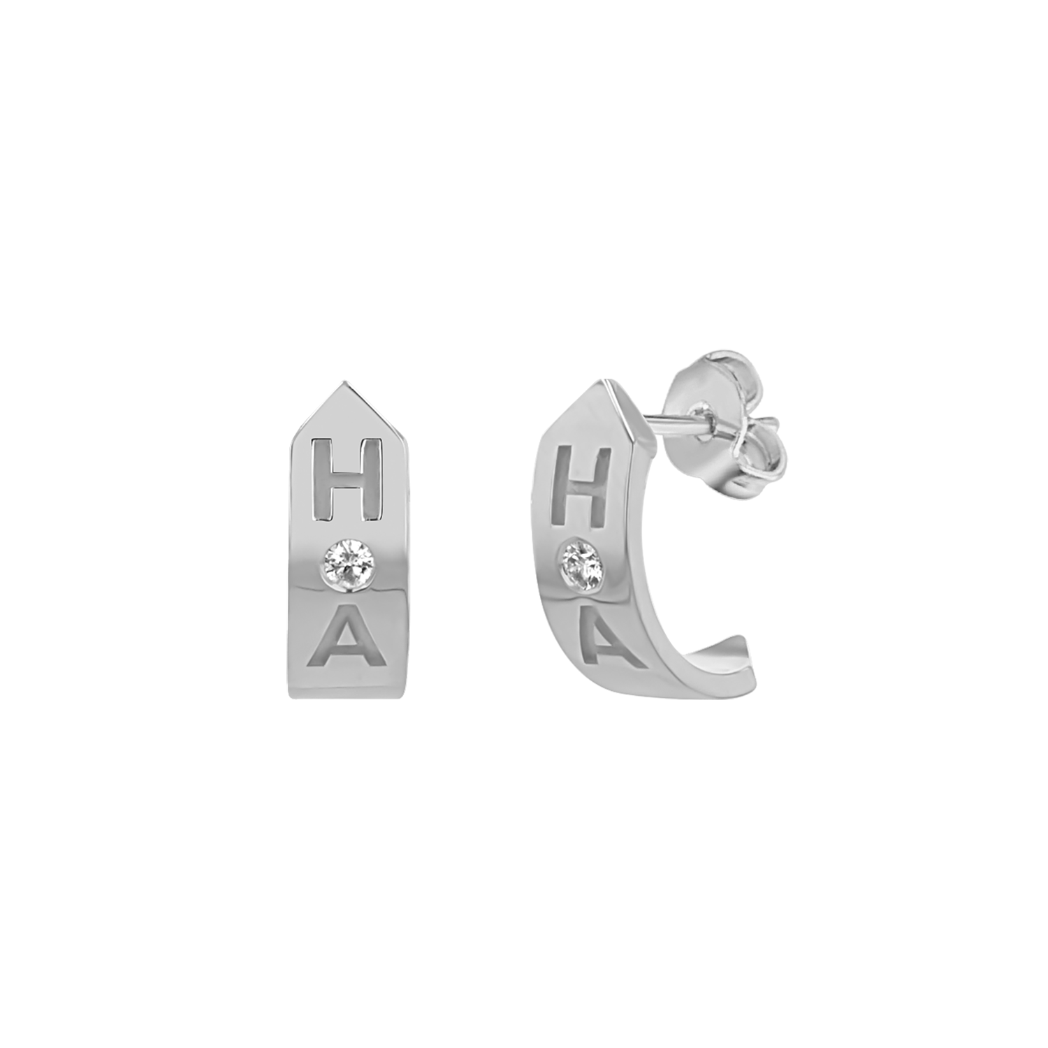 Shield Letter Huggie Hoops