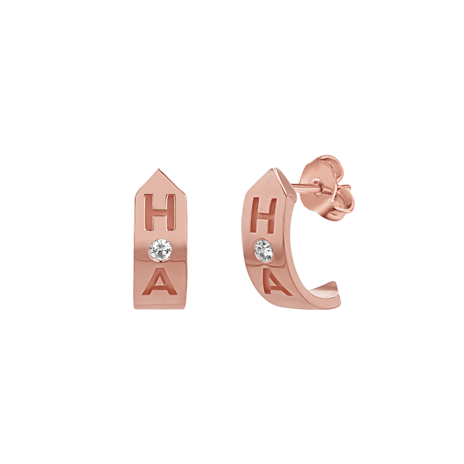 Shield Letter Huggie Hoops