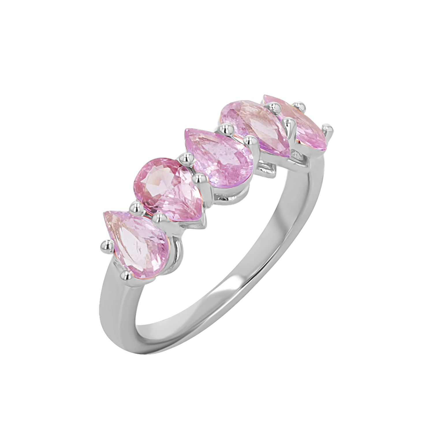 Pear Shape Pink Sapphire Half Eternity