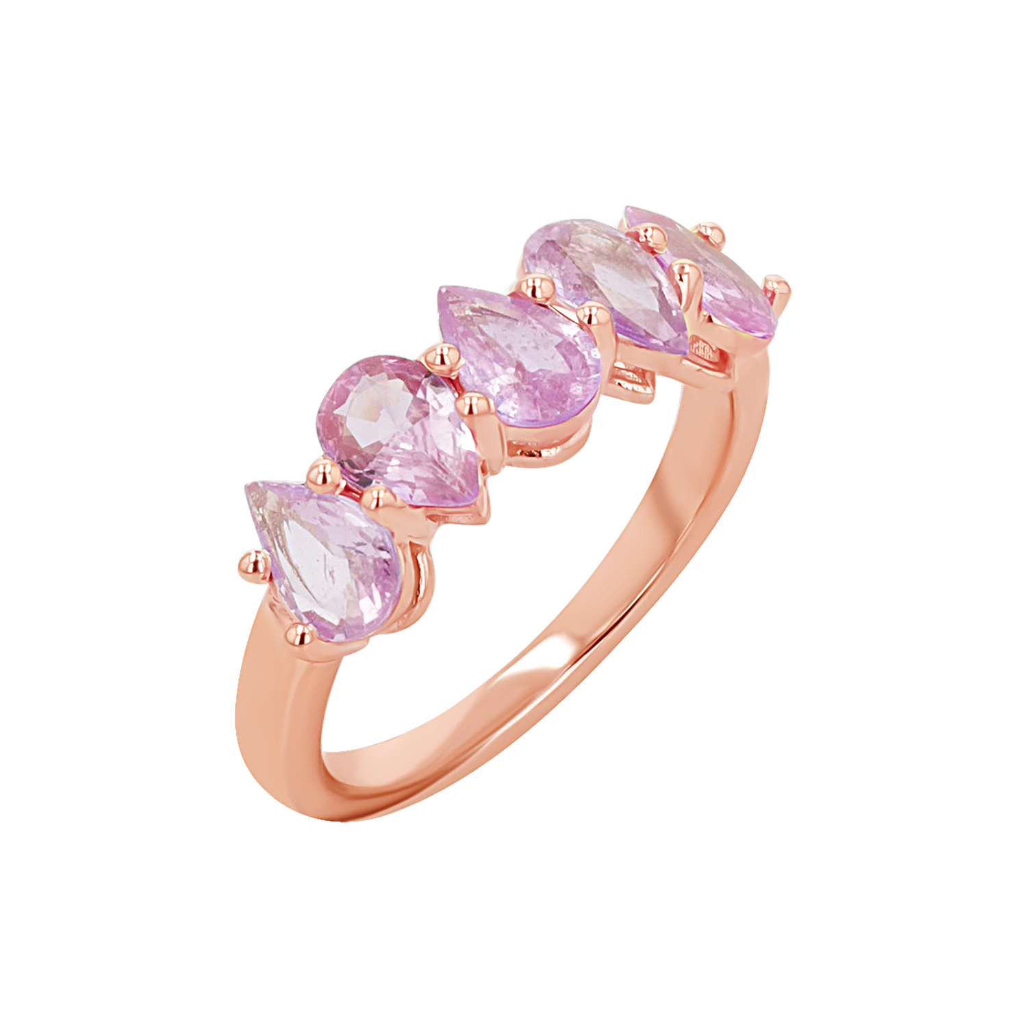 Pear Shape Pink Sapphire Half Eternity