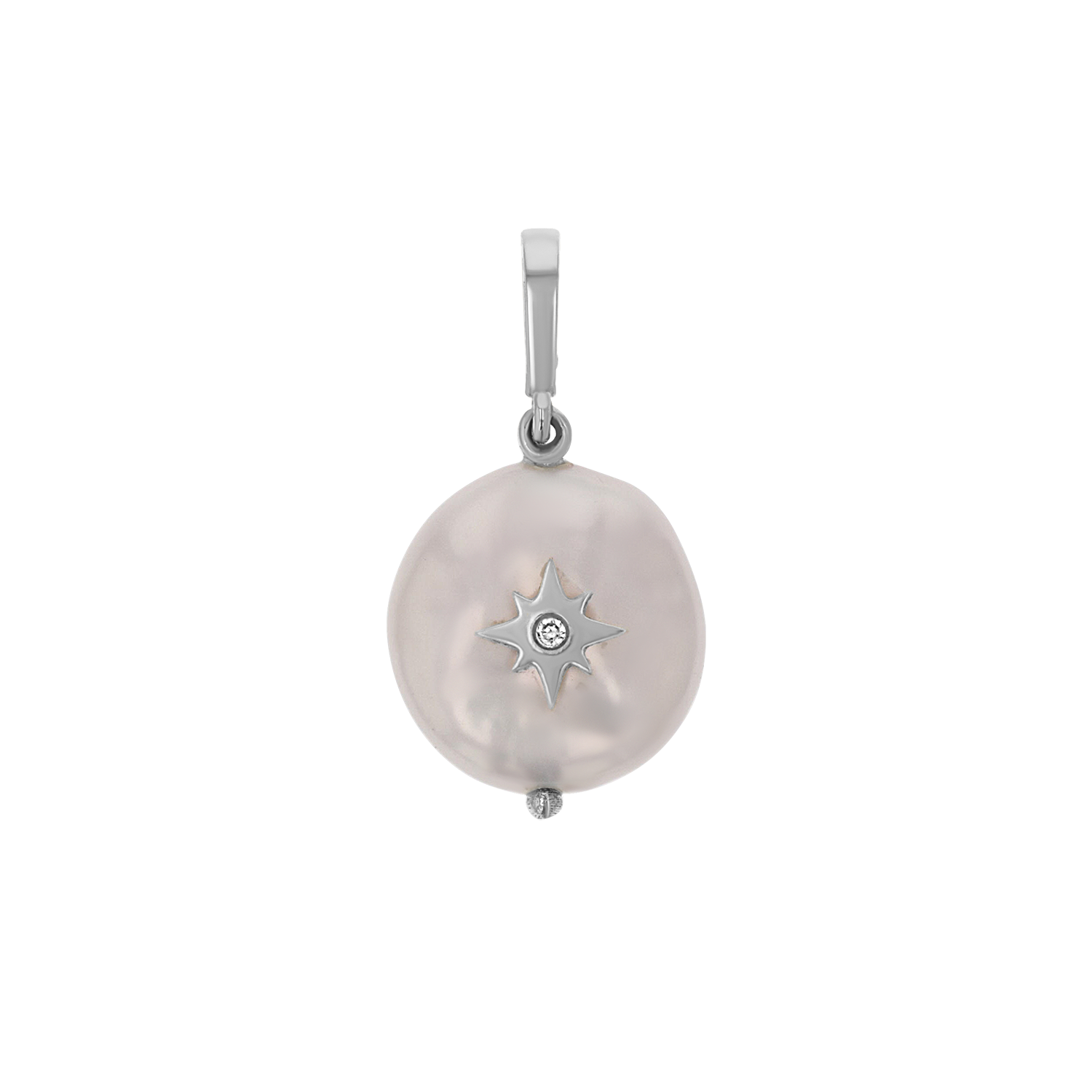 Coin Pearl Diamond Starburst Charm