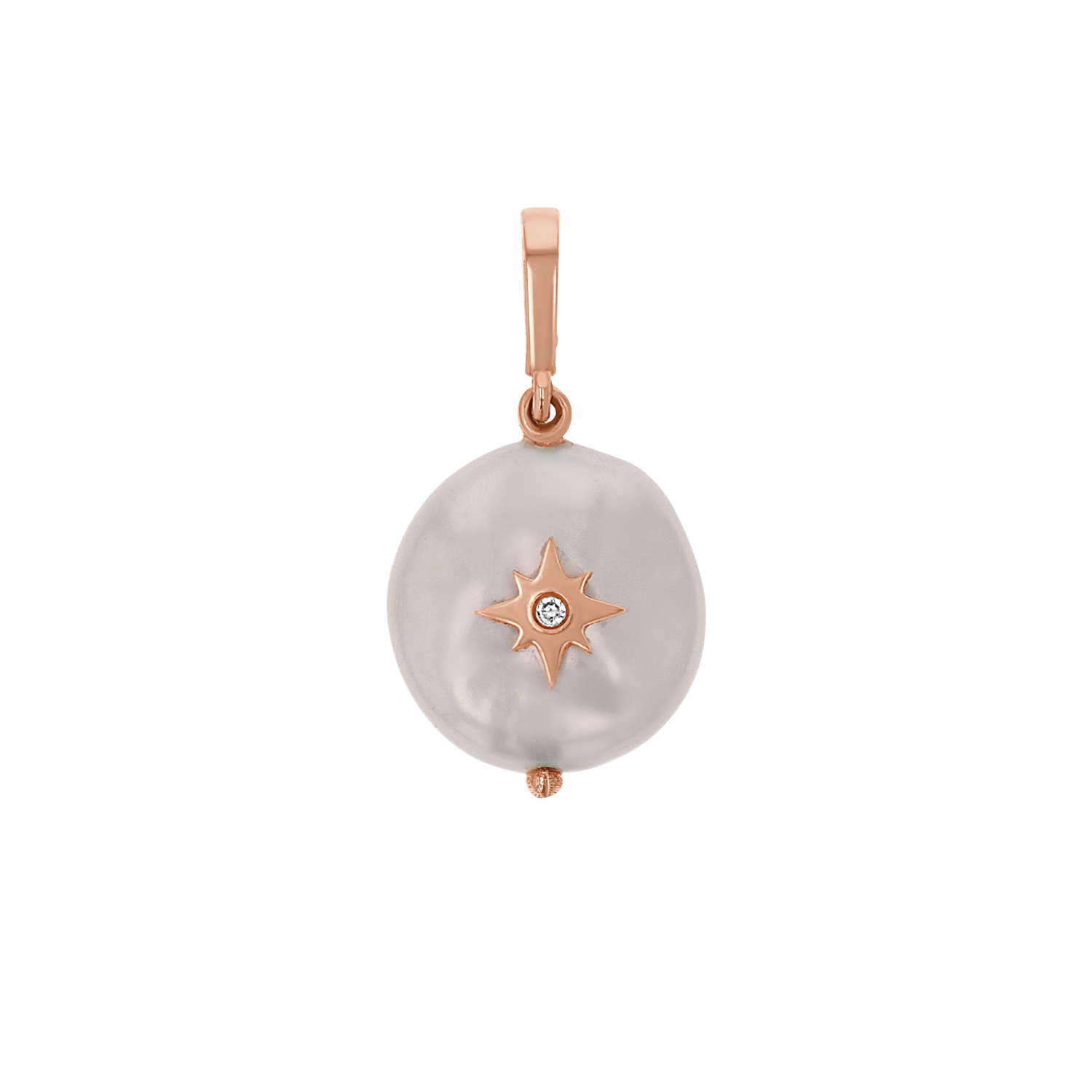 Coin Pearl Diamond Starburst Charm