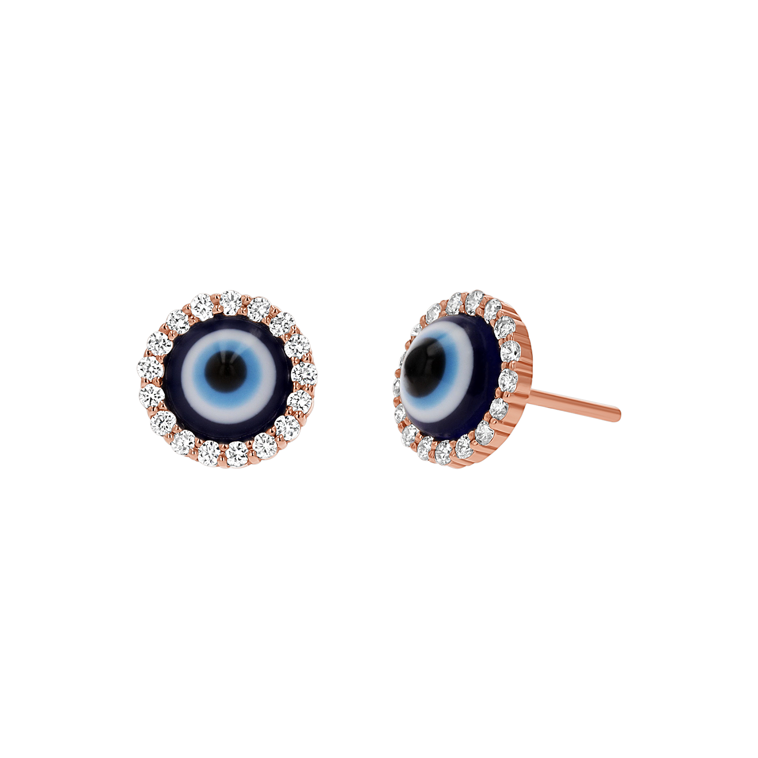 Round Diamond Evil Eye Studs