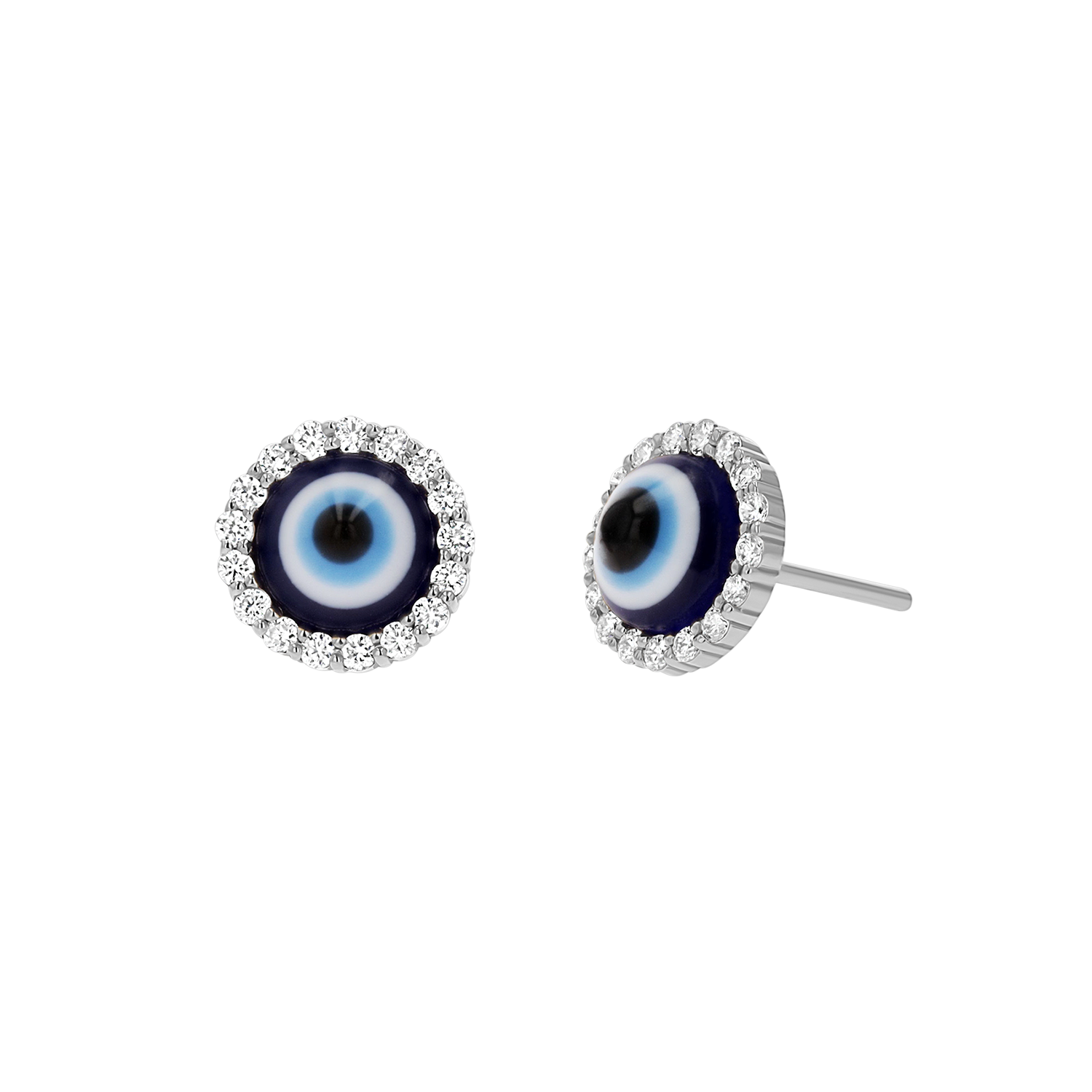 Round Diamond Evil Eye Studs