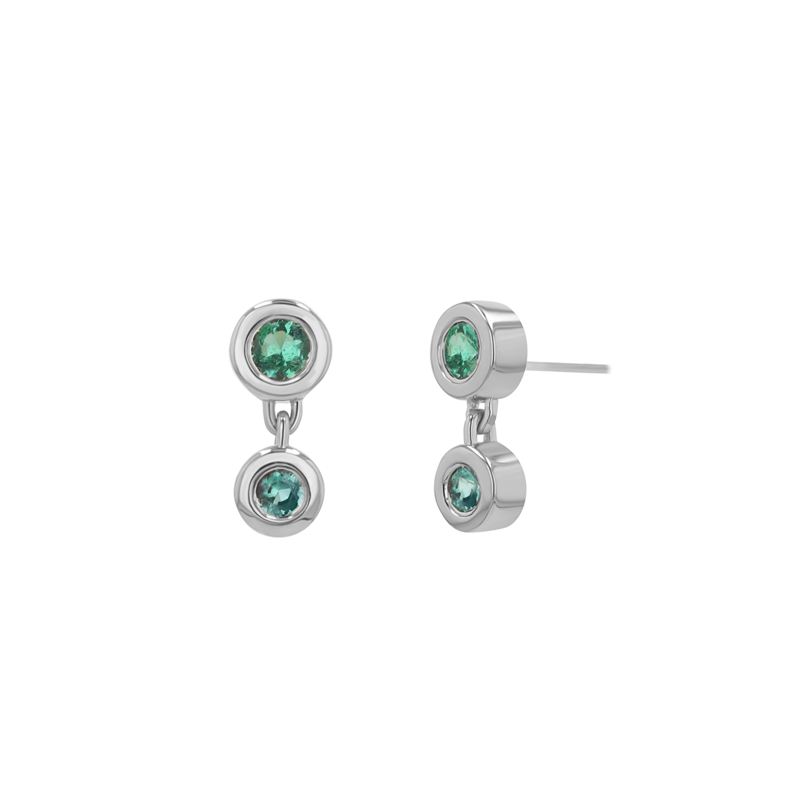 Linked Emerald Duo Studs