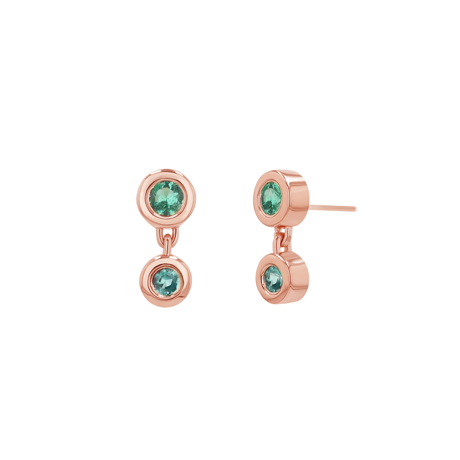 Linked Emerald Duo Studs