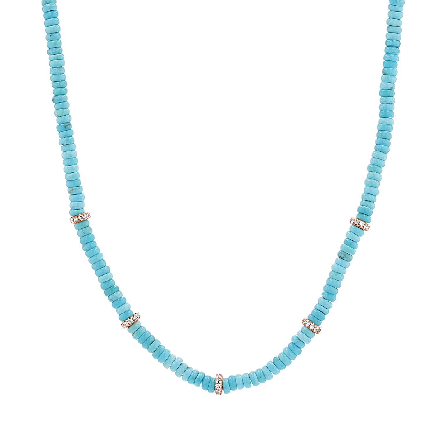 Turquoise Diamond Bead Necklace