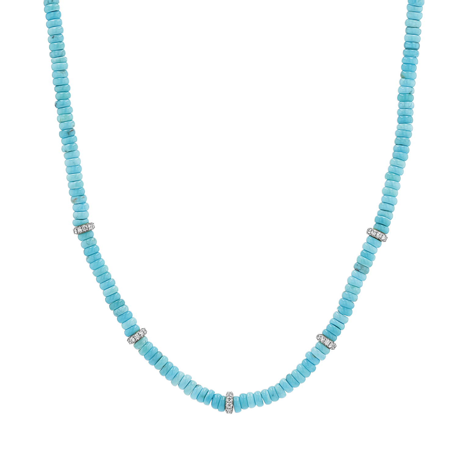 Turquoise Diamond Bead Necklace