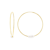 Pearl Accent Endless Hoop Earrings