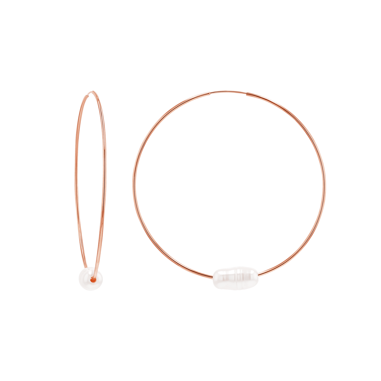 Pearl Accent Endless Hoop Earrings