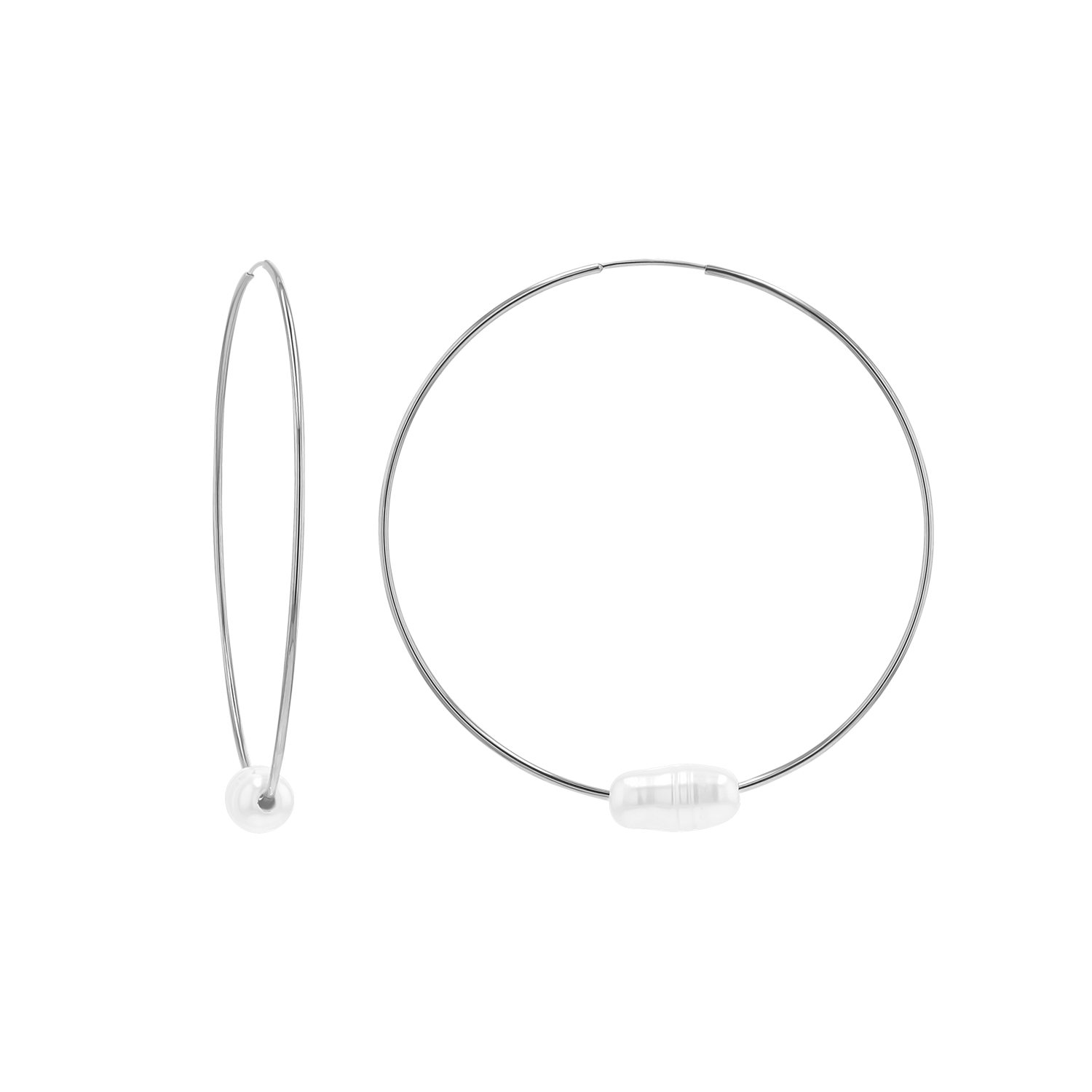 Pearl Accent Endless Hoop Earrings