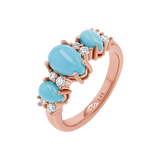 Three Stone Turquoise & Diamond Ring