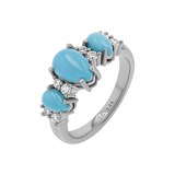 Three Stone Turquoise & Diamond Ring